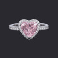 Blush Pink Heart Crystal Ring for Women | Adjustable Anti-Tarnish Silver Ring