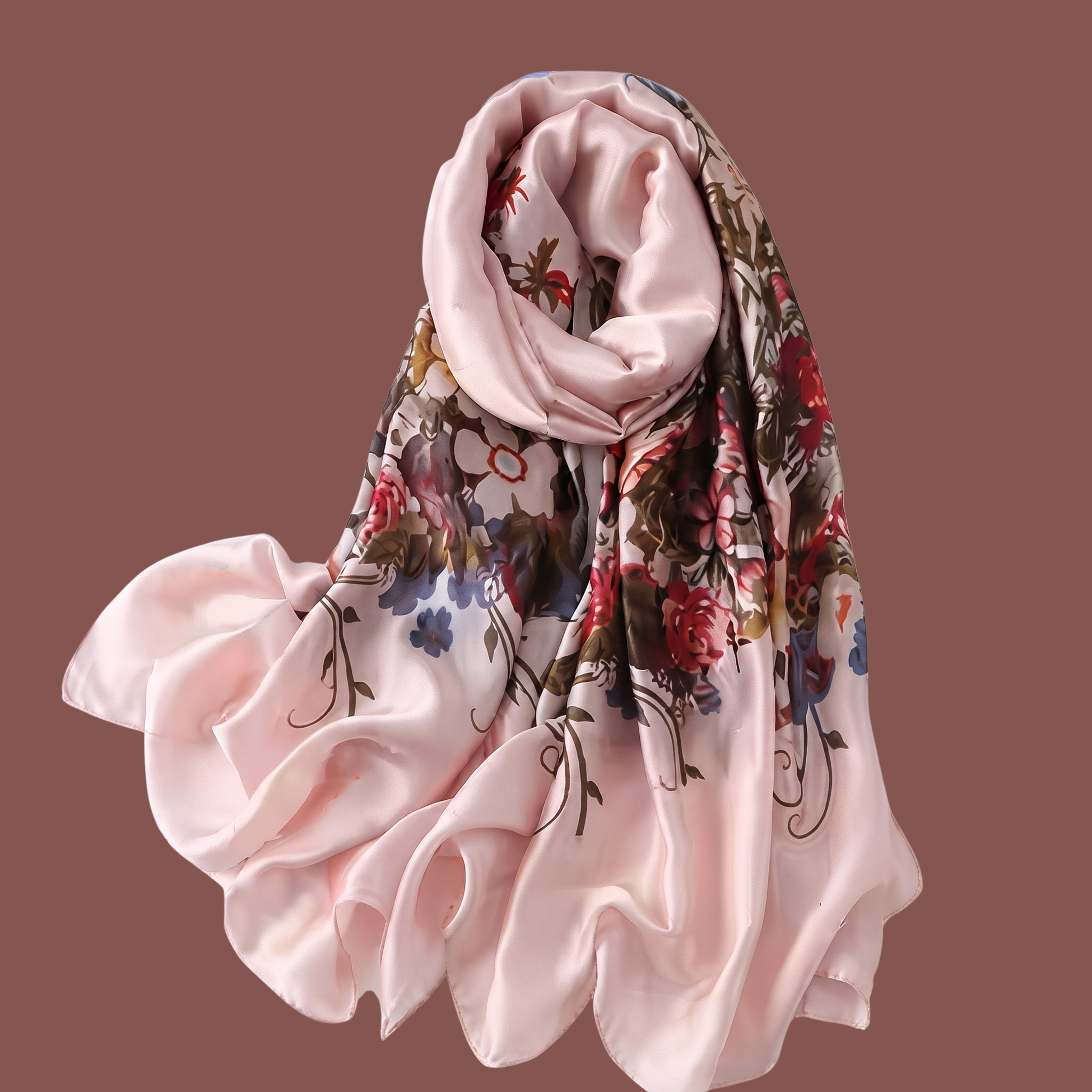 Elegant Blush Pink Floral Scarf for Women | Soft Lightweight Shawl, Wrap & Stole