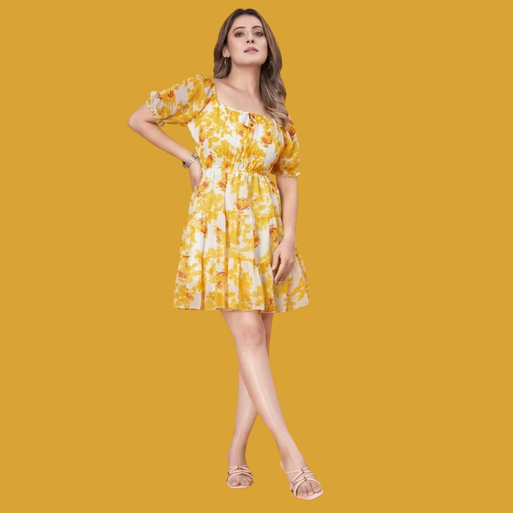 Sunshine Blossom Floral Mini Dress for Women