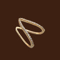 Sparkling V-Shaped Adjustable Gold Ring for Women | Anti-Tarnish Crystal Open Ring