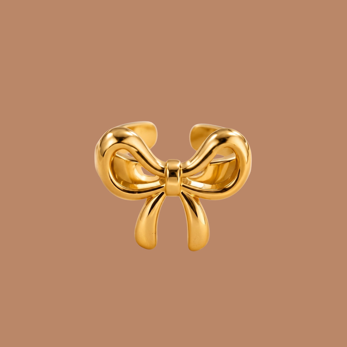Adjustable Gold Bow Ring for Women | Anti-Tarnish Bow Knot Statement Ring