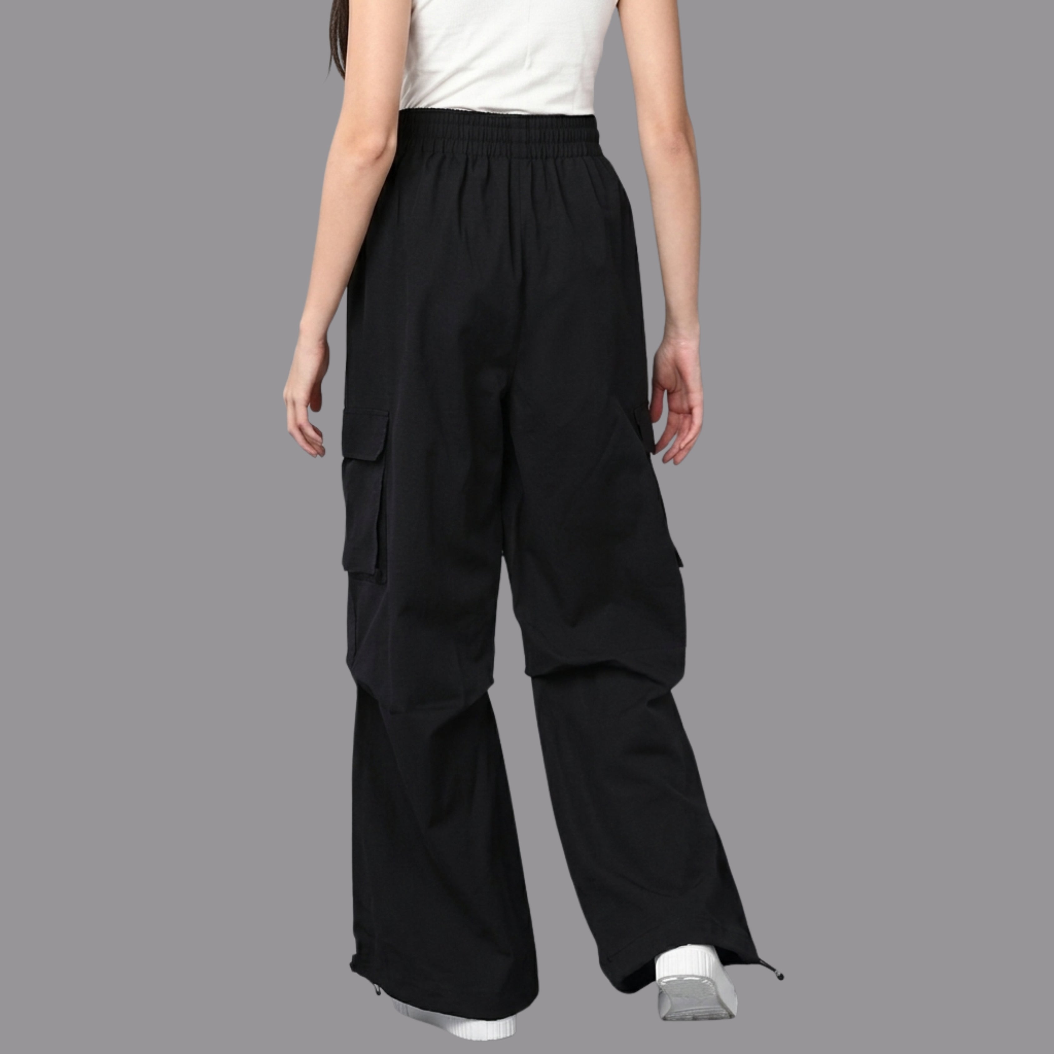 Women's KOREAN Cargo Jogger Pants combo - High Waist Drawstring Utility Trousers with Pockets