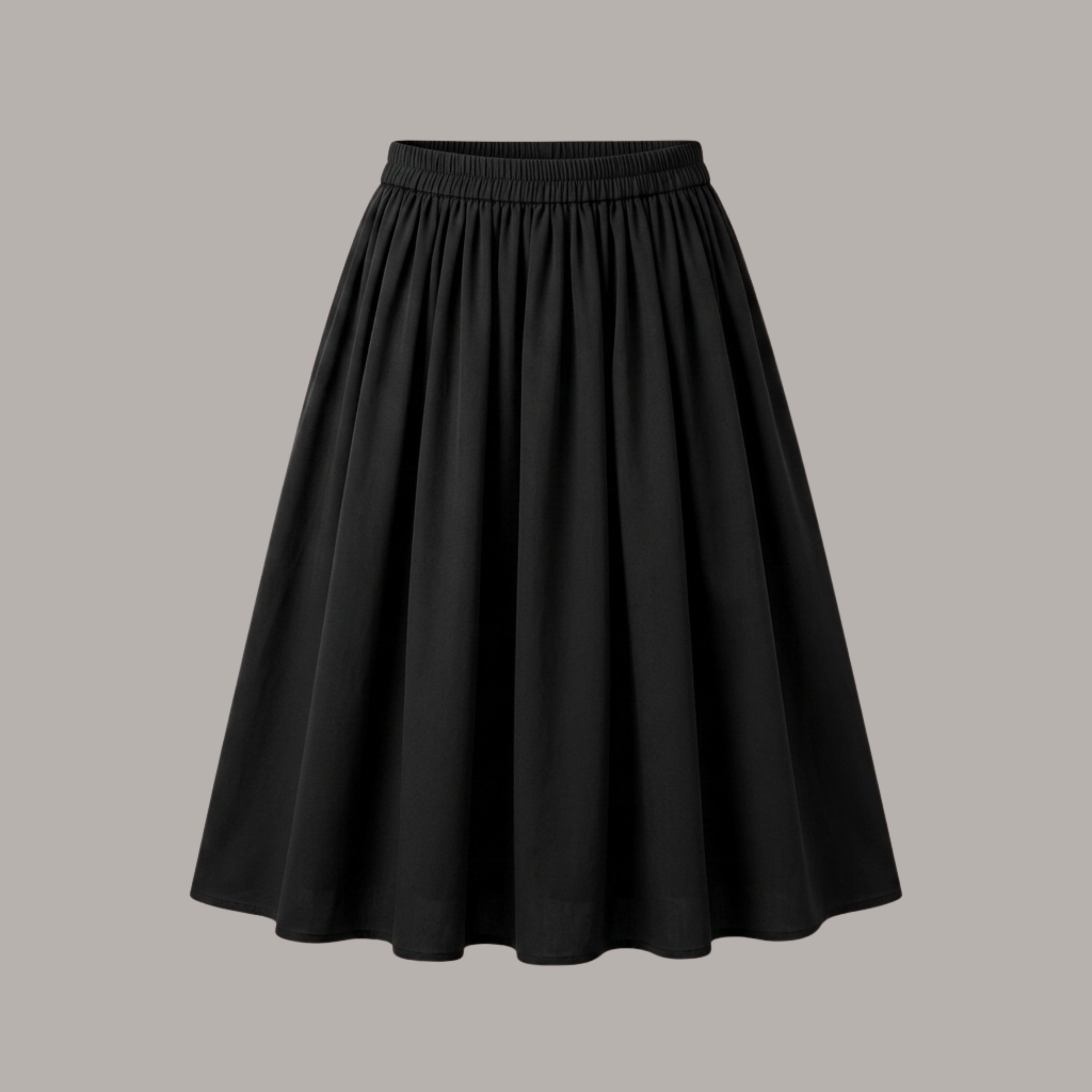 Korean High-Waist Flared Midi Skirt for Women | Elegant A-Line Office & Casual Skirt | Black