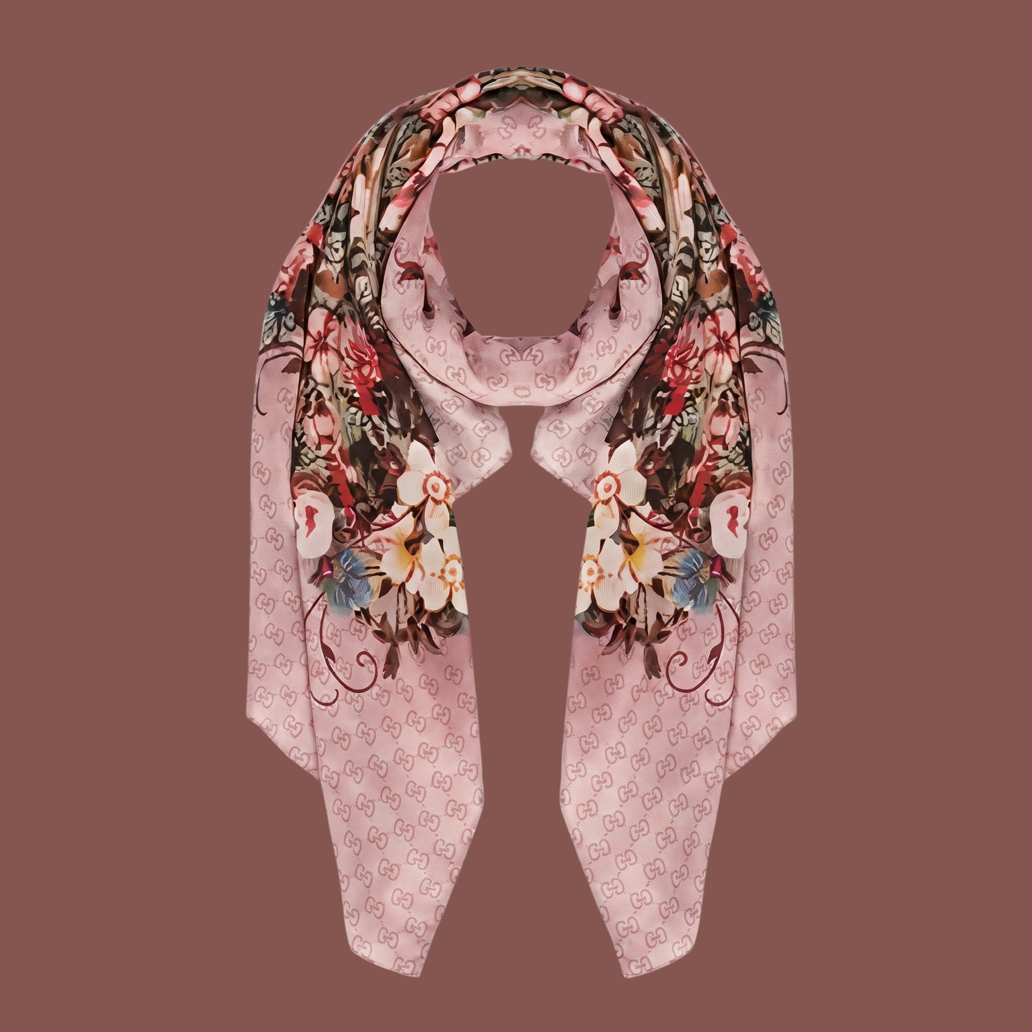 Elegant Blush Pink Floral Scarf for Women | Soft Lightweight Shawl, Wrap & Stole