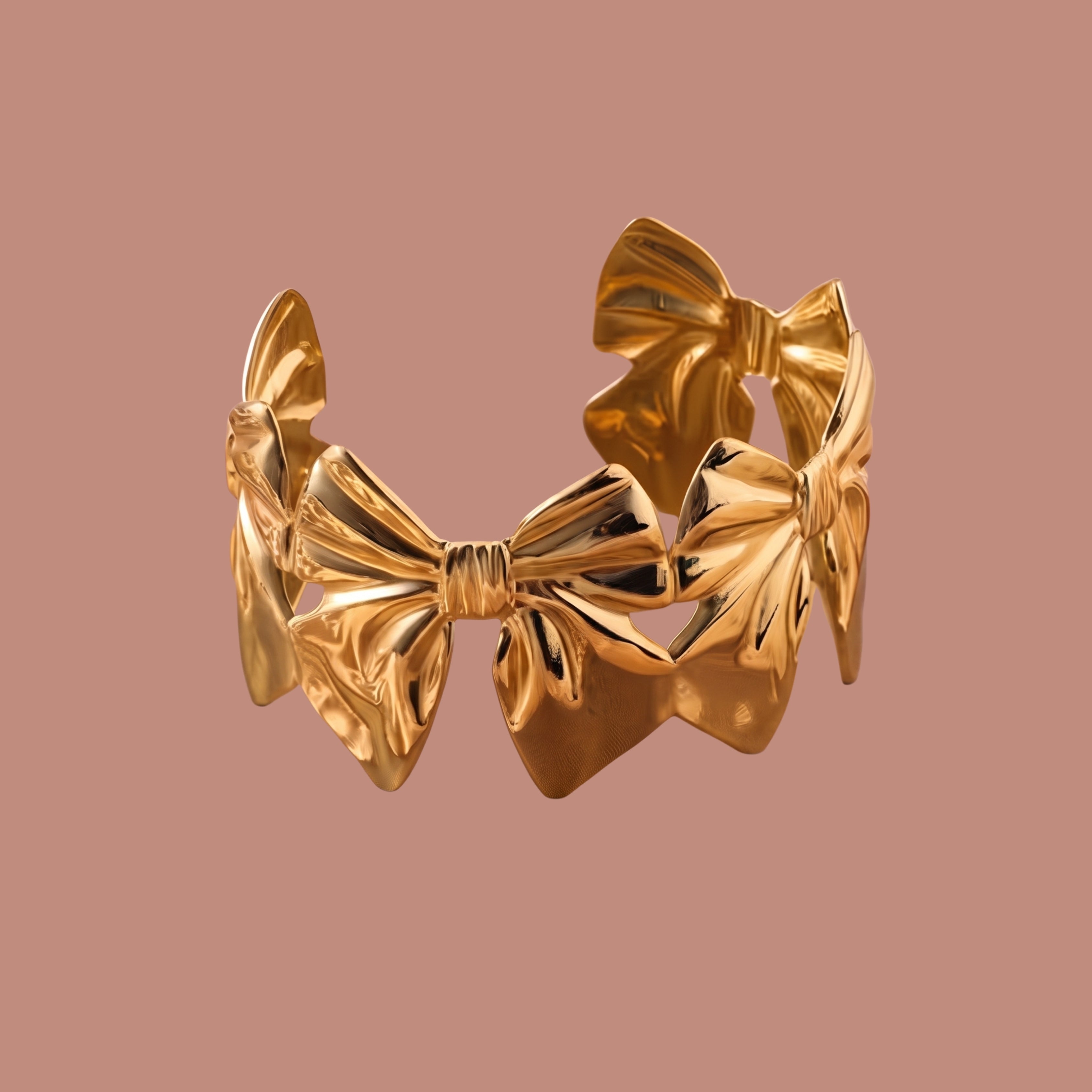 Gold Bow Cuff Bracelet for Women | Adjustable Anti-Tarnish Statement Bangle