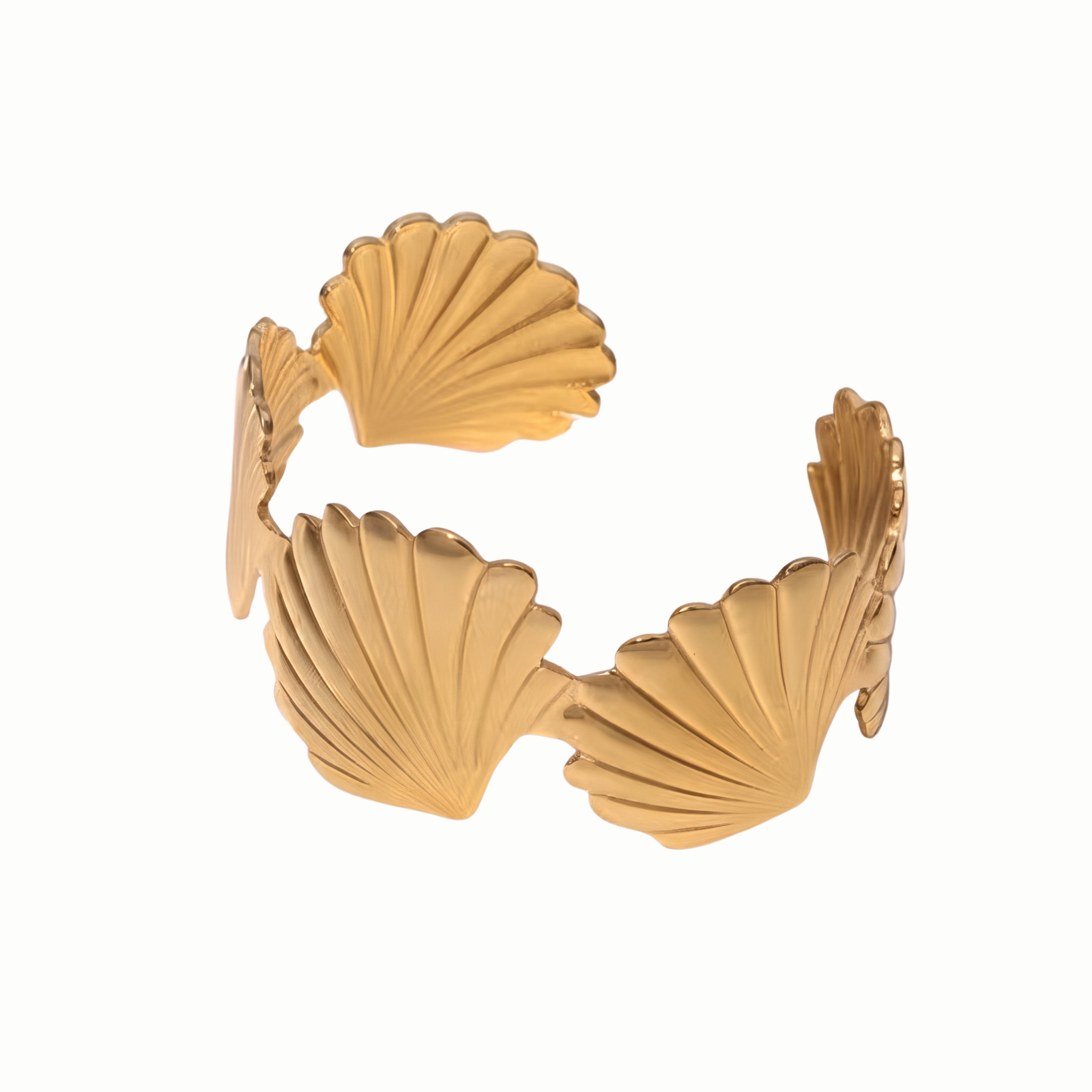 Gold Seashell Cuff Bracelet for Women | Adjustable Anti-Tarnish Statement Bangle