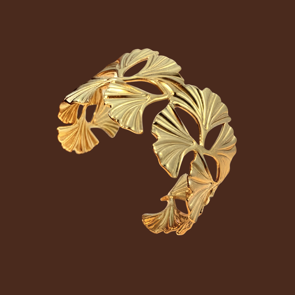 Gold Monstera Leaf Cuff Bracelet for Women | Adjustable Anti-Tarnish Statement Bangle