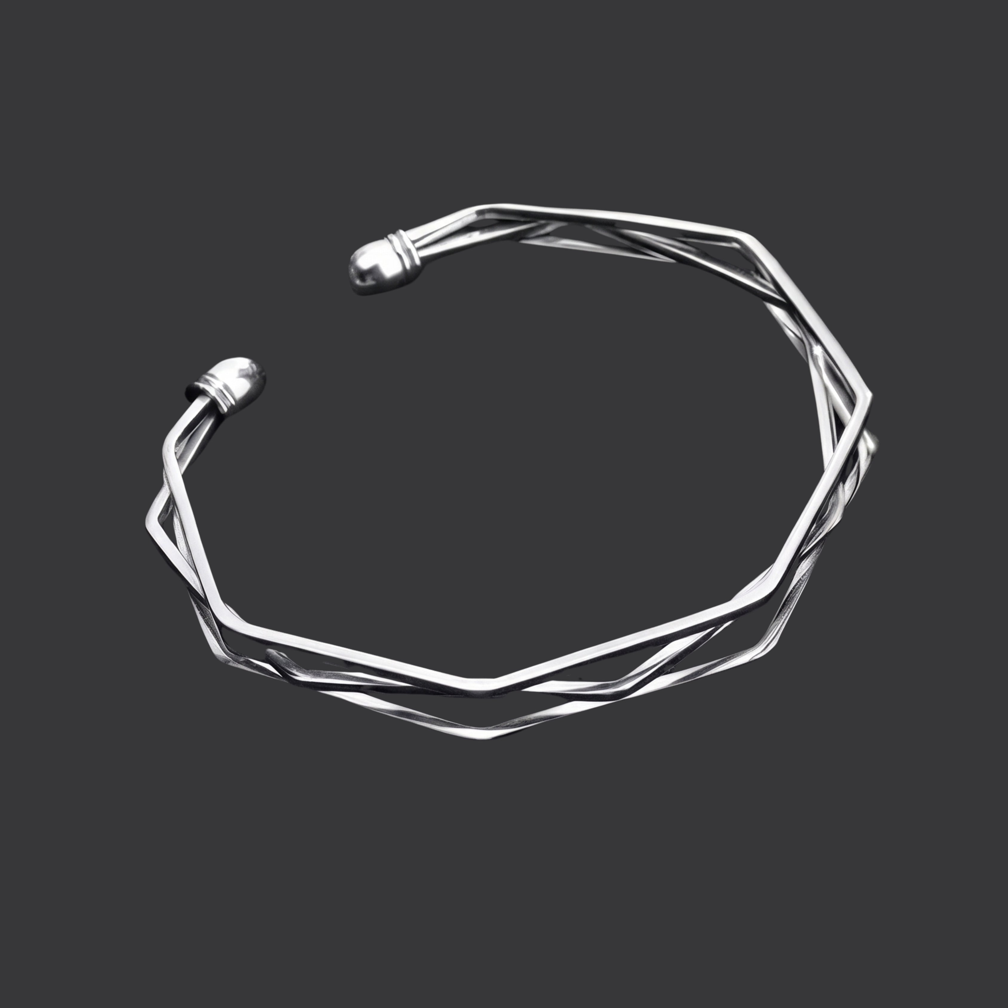 Geometric Adjustable Silver Cuff Bracelet for Women | Anti-Tarnish Minimalist Open Bangle