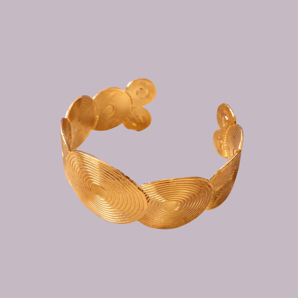 Textured Gold Adjustable Cuff Bracelet for Women | Anti-Tarnish Statement Bracelet