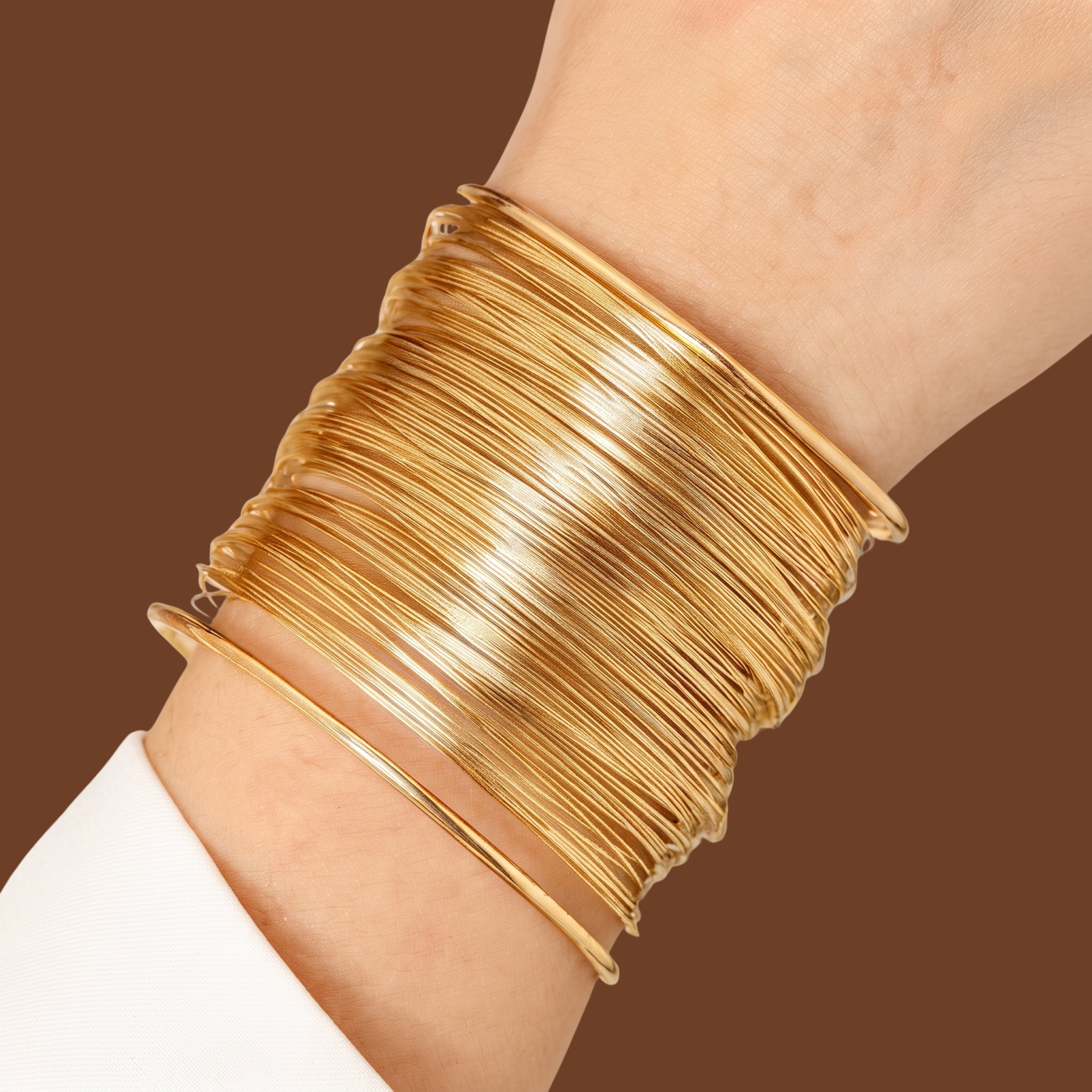 Gold Wide Cuff Bracelet for Women | Anti-Tarnish Multi-Layer Statement Cuff