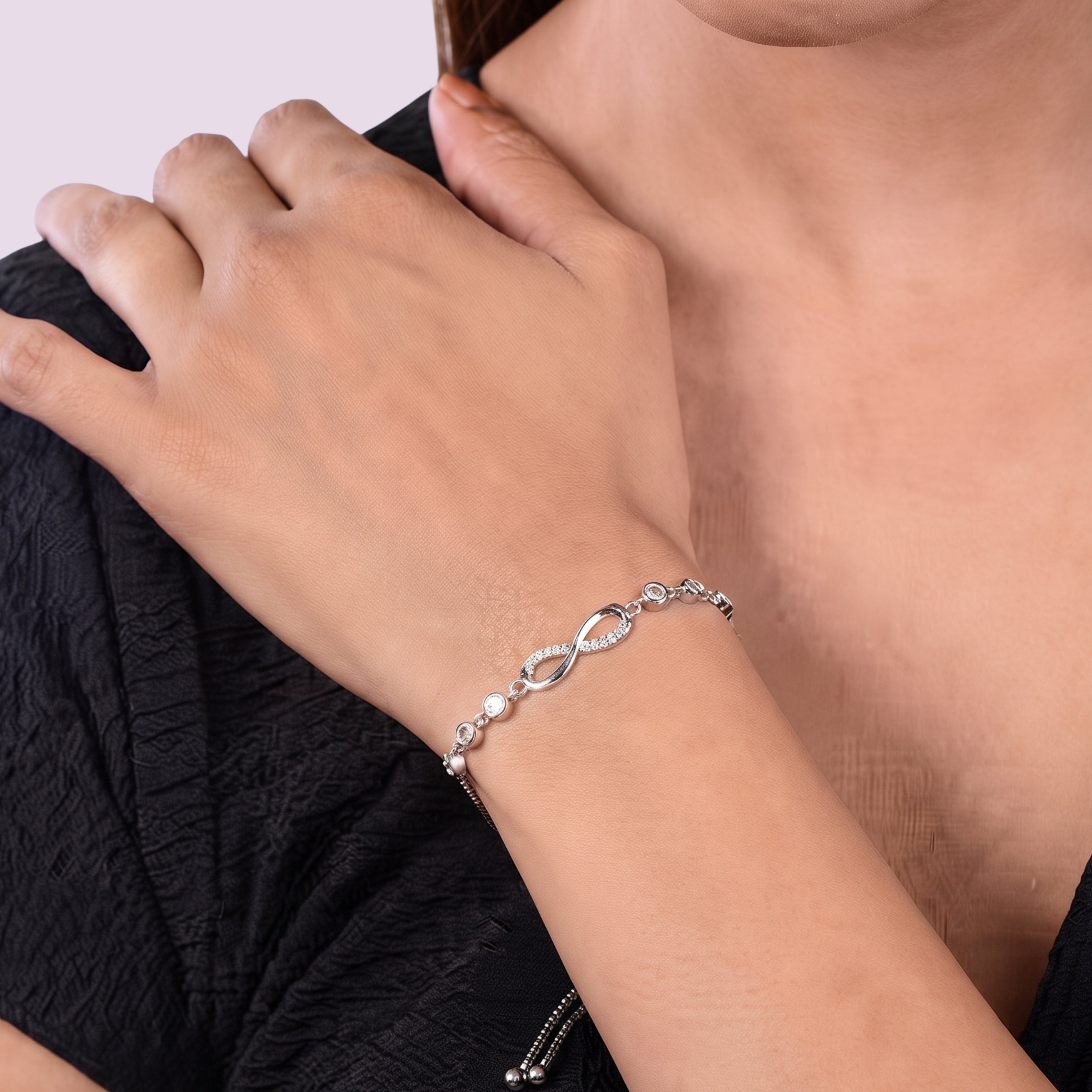 Infinity Adjustable Bracelet for Women | Anti-Tarnish Silver Bracelet