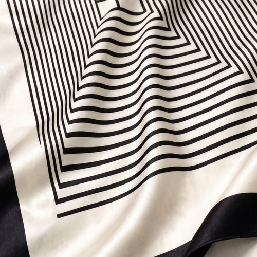 Black & White Geometric Stripe Scarf for Women | Soft Korean Style Shawl, Wrap & Stole