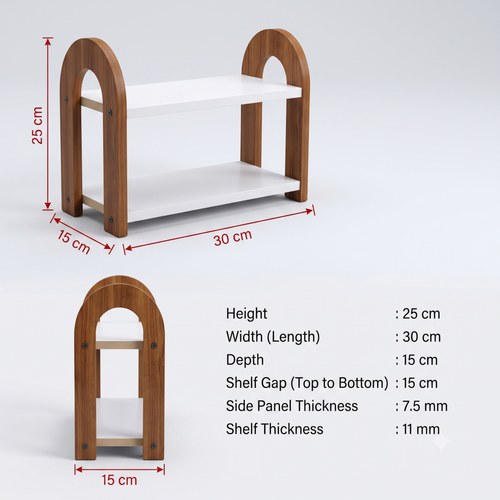 2-Tier Wooden Spice Rack & Kitchen Countertop Organizer - Multipurpose Storage Shelf (Brown, 30x15x25 cm)