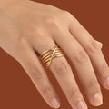 Minimalist Criss Cross Adjustable Gold Ring for Women | Anti-Tarnish Multi-Layer Statement Ring