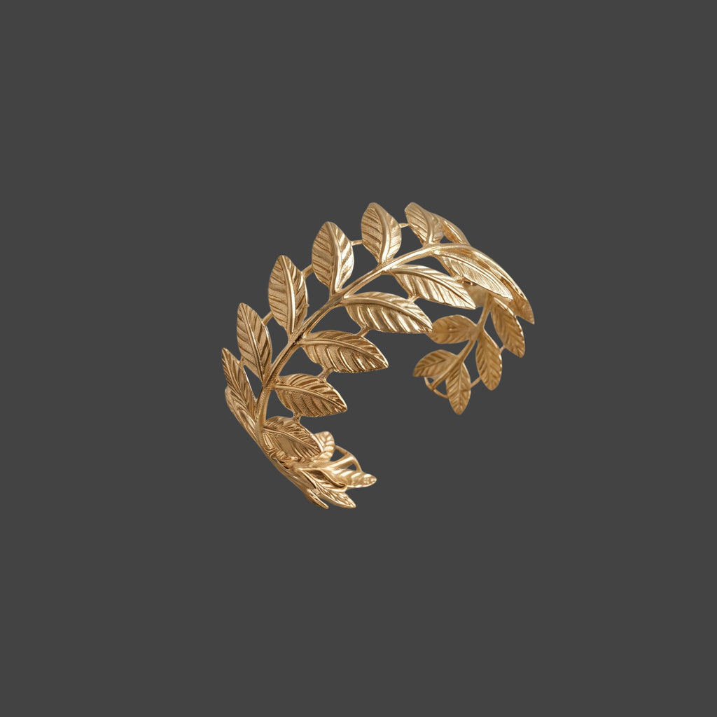 Gold Leaf Cuff Bracelet for Women | Adjustable Anti-Tarnish Open Bangle