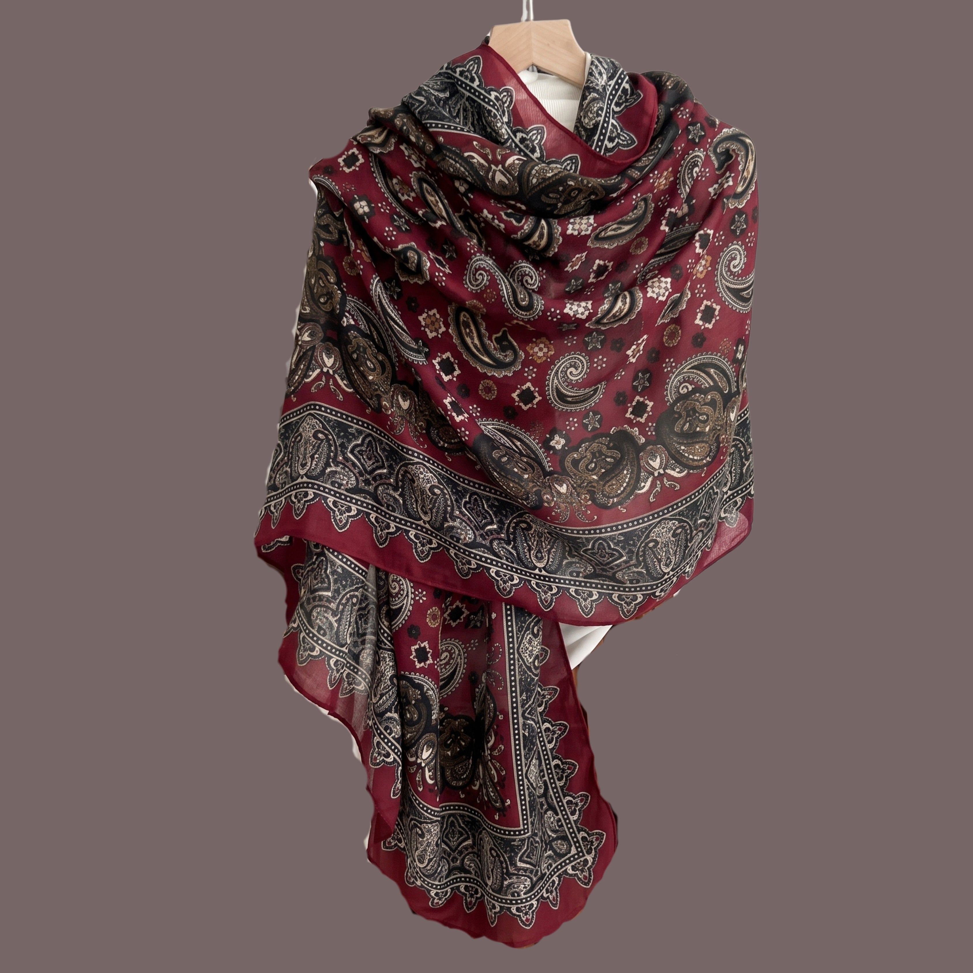 Elegant Paisley Print Scarf for Women | Soft Lightweight Vintage Style Shawl, Wrap & Stole