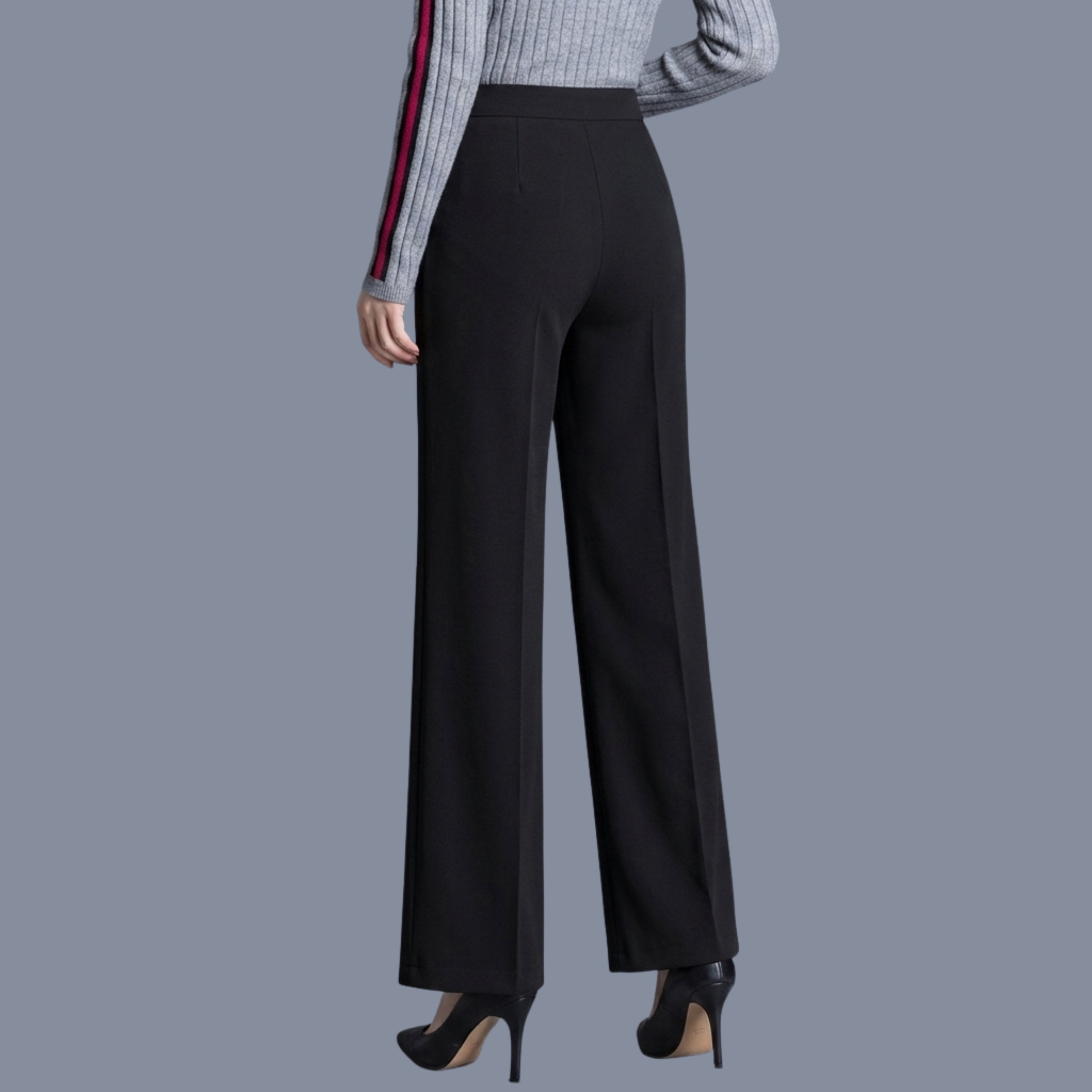 Women's Korean Wide Leg Pants Black | High Waist Stretch Formal & Casual Trousers