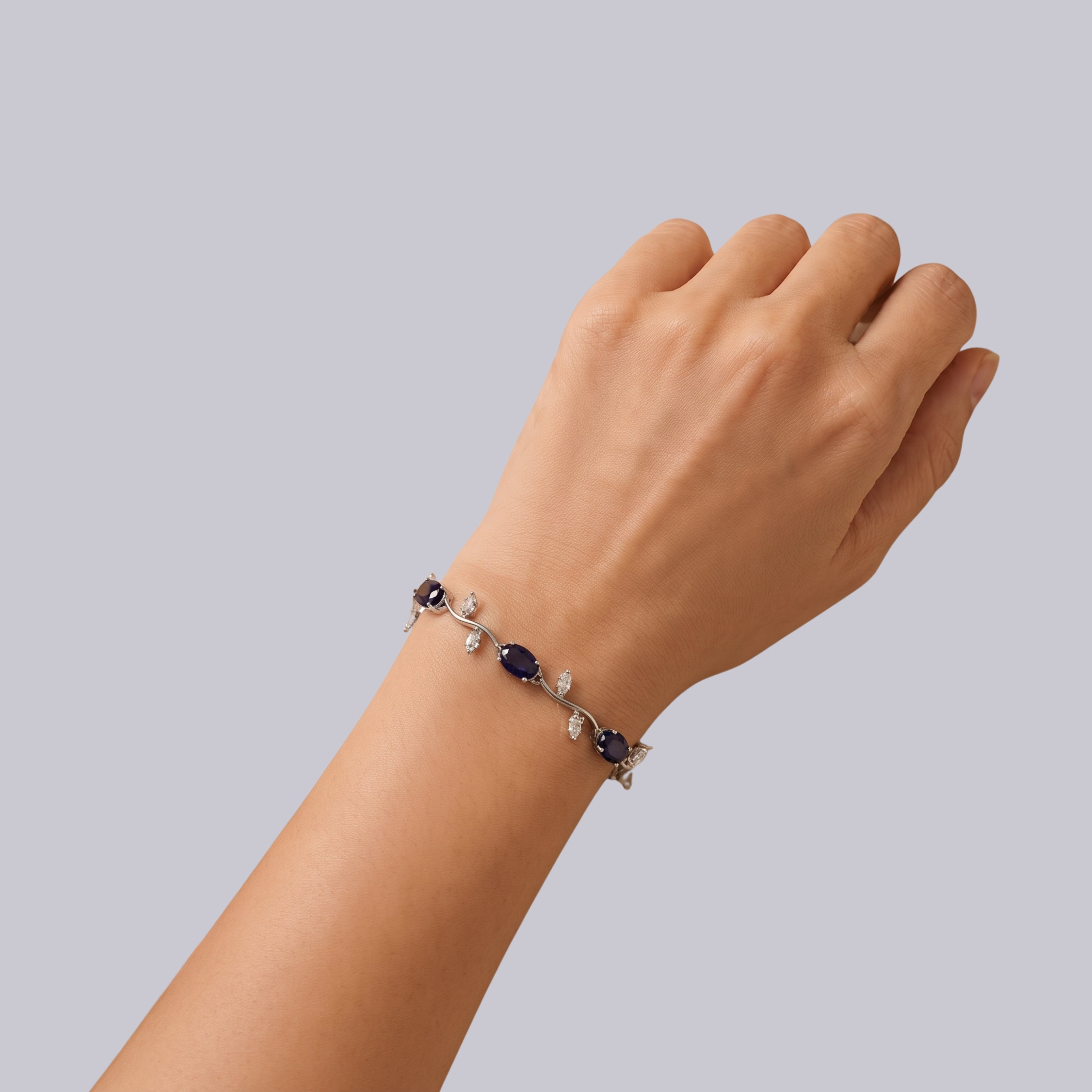 Purple Crystal Vine Bracelet for Women | Adjustable Anti-Tarnish Silver Bracelet
