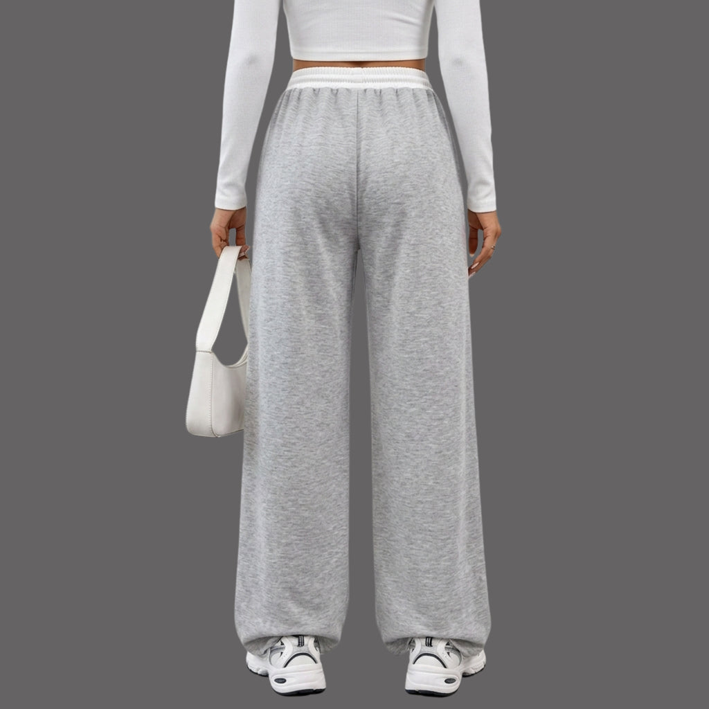 Women's KOREAN Wide Leg Lounge Pants – High Waist Drawstring Casual Sweatpants with Pockets