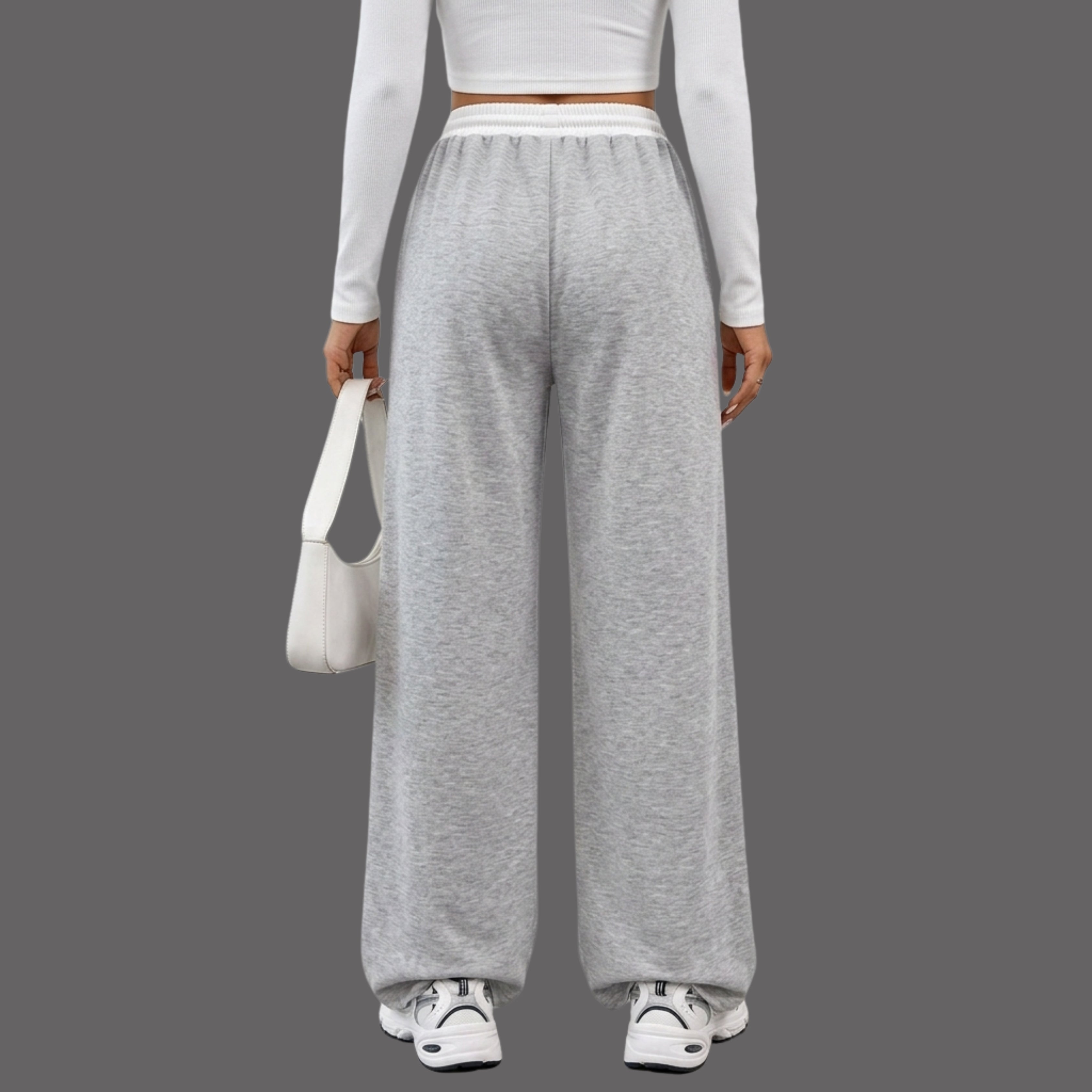 Women's KOREAN Wide Leg Lounge Pants – High Waist Drawstring Casual Sweatpants with Pockets