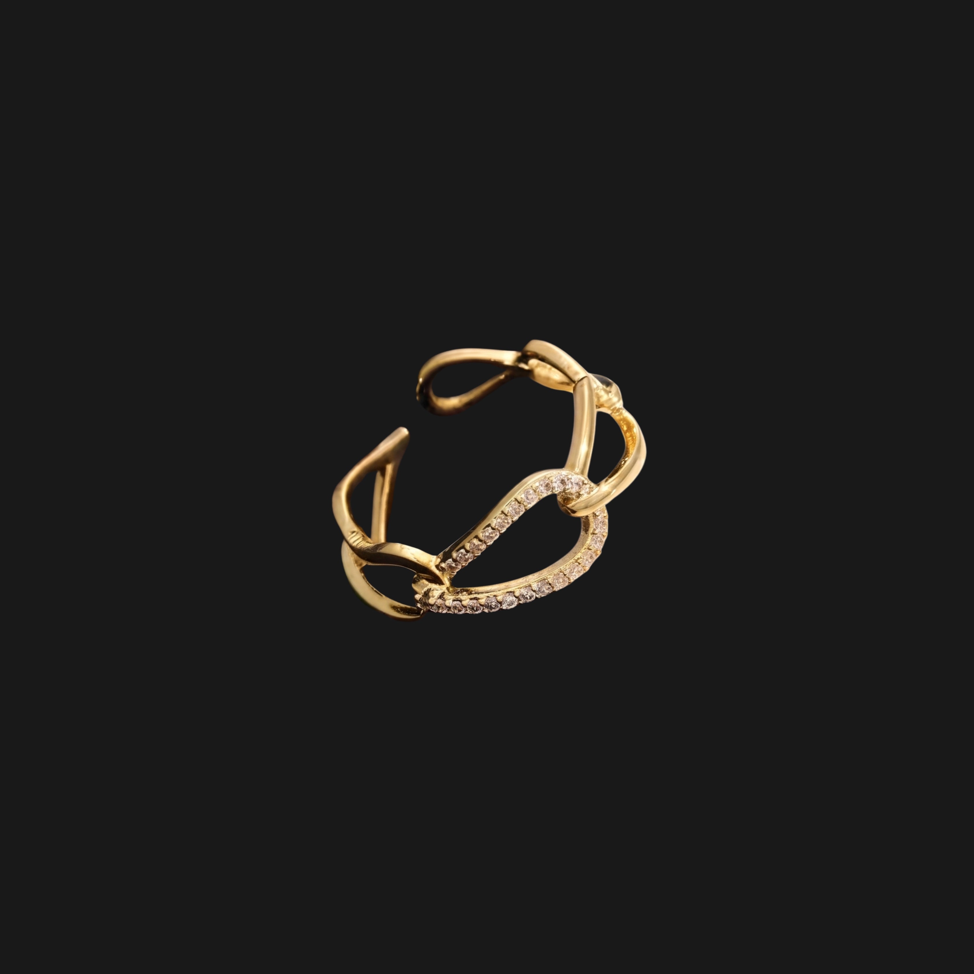 Infinity Link Adjustable Ring for Women | Anti-Tarnish Crystal Open Ring | Minimalist Statement Jewelry