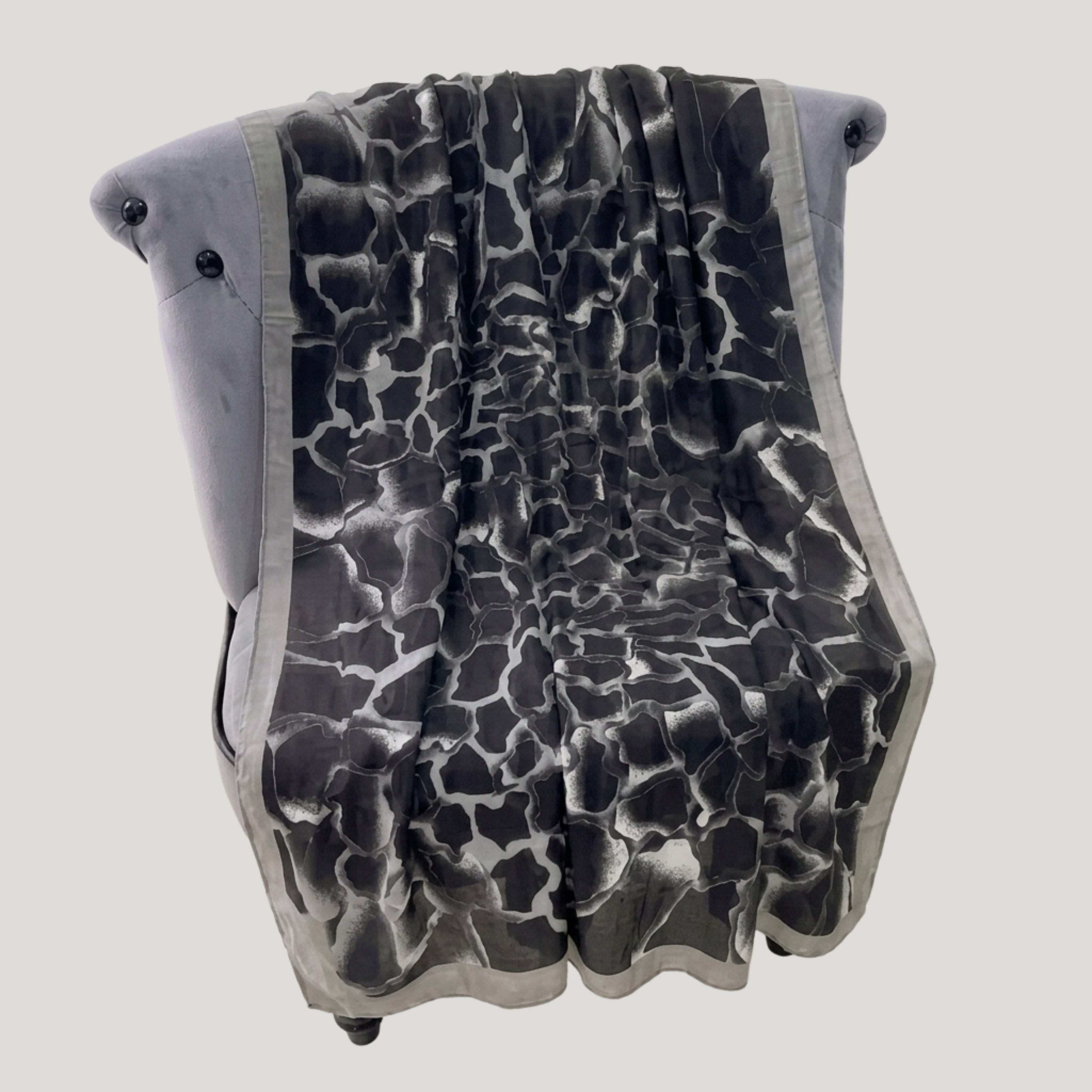 Elegant Black & Grey Abstract Print Women's Scarf | Soft Lightweight Korean Style Shawl, Wrap & Stole