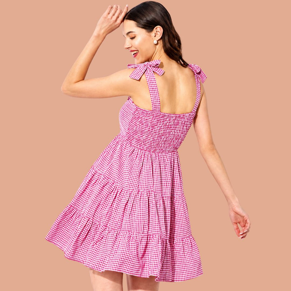 Pink Check Mini Dress