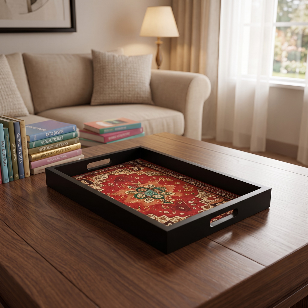 Black Wooden Serving Tray - 13x9 Inch | Lightweight