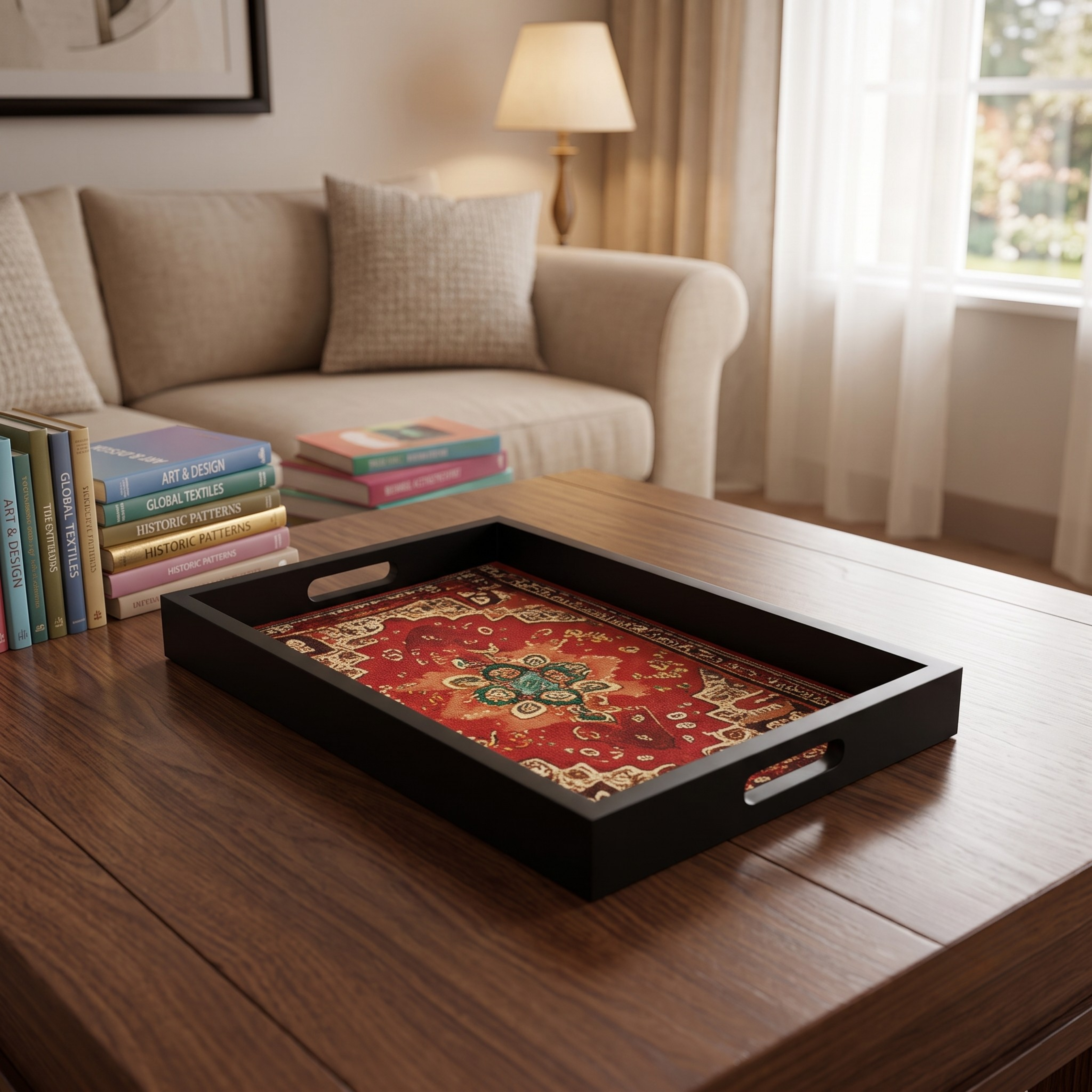 Black Wooden Serving Tray - 13x9 Inch | Lightweight