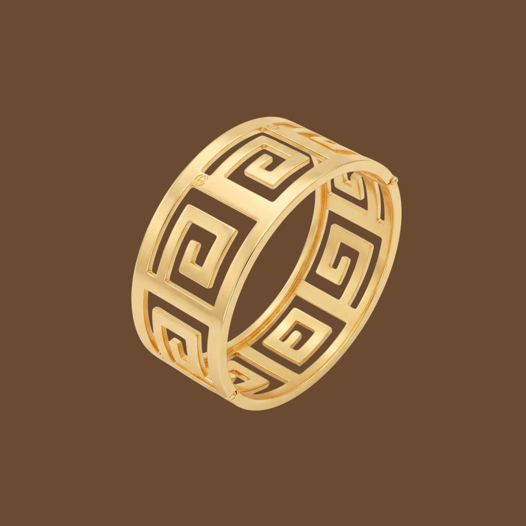 Luxury Gold Greek Key Bracelet for Women | Anti-Tarnish Designer Bangle