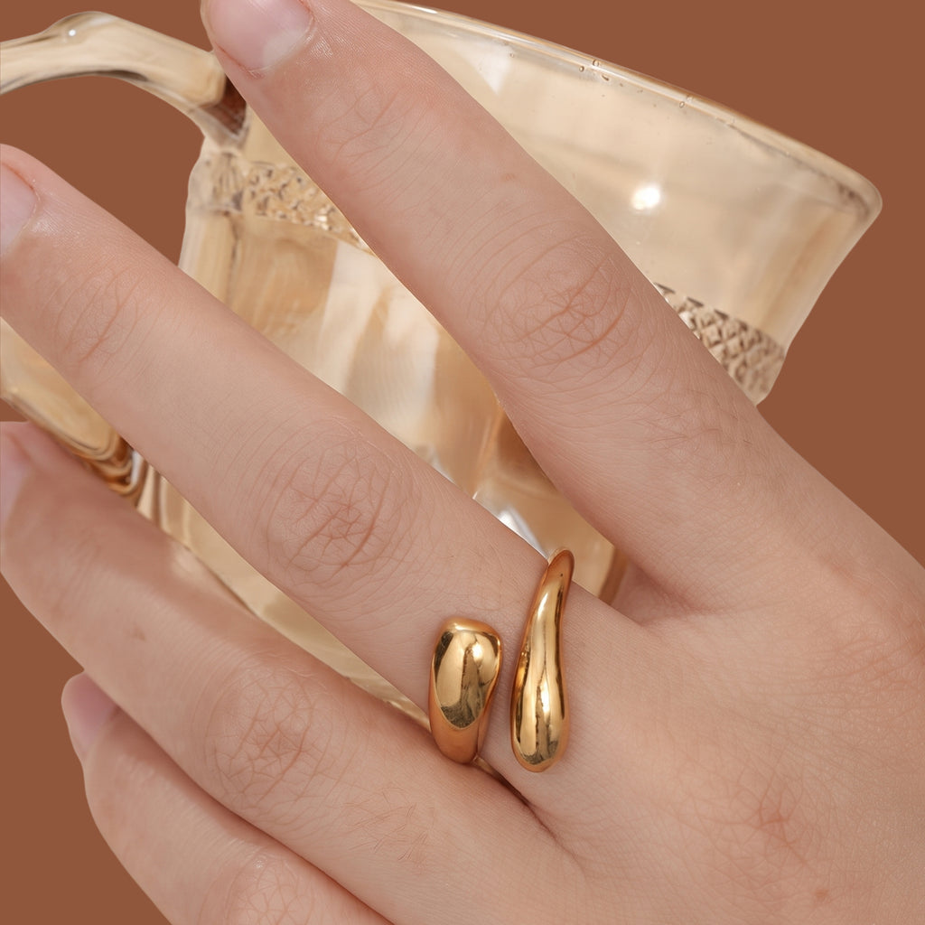 Minimalist Gold Adjustable Open Ring for Women | Anti-Tarnish Gold-Plated Statement Ring