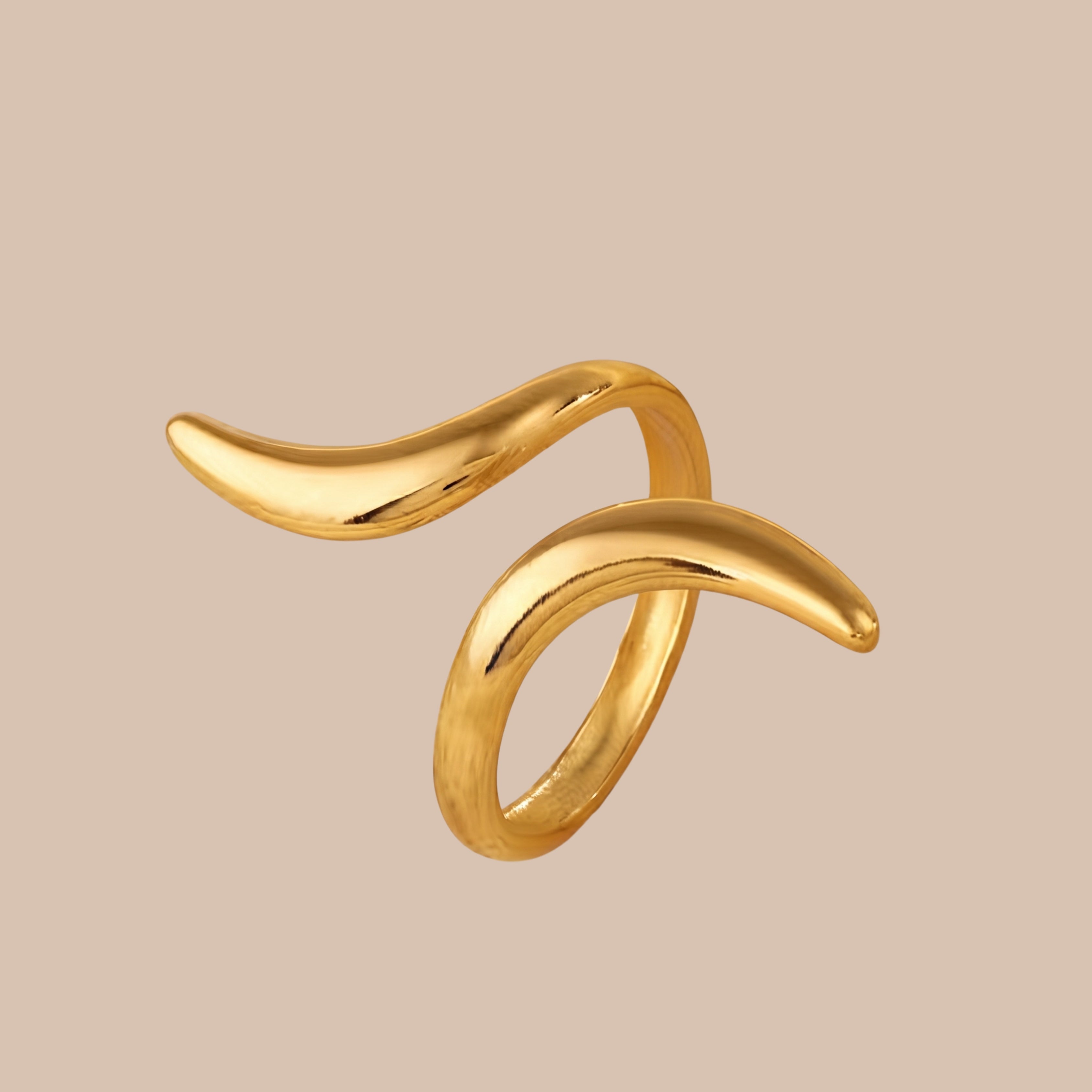 Modern Wave Adjustable Ring for Women | Anti-Tarnish Gold-Plated Minimalist Open Ring | Statement Fashion Jewelry