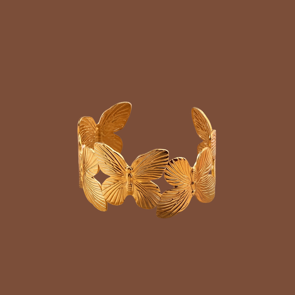 Gold Butterfly Adjustable Cuff Bracelet for Women | Anti-Tarnish Statement Bracelet |