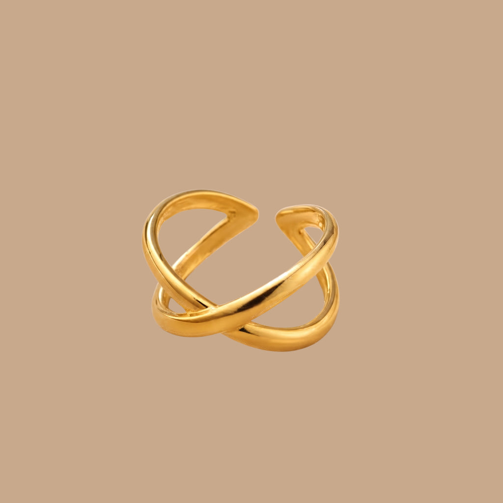 Minimalist Criss Cross Infinity Adjustable Ring for Women | Anti-Tarnish Gold-Plated Open Ring