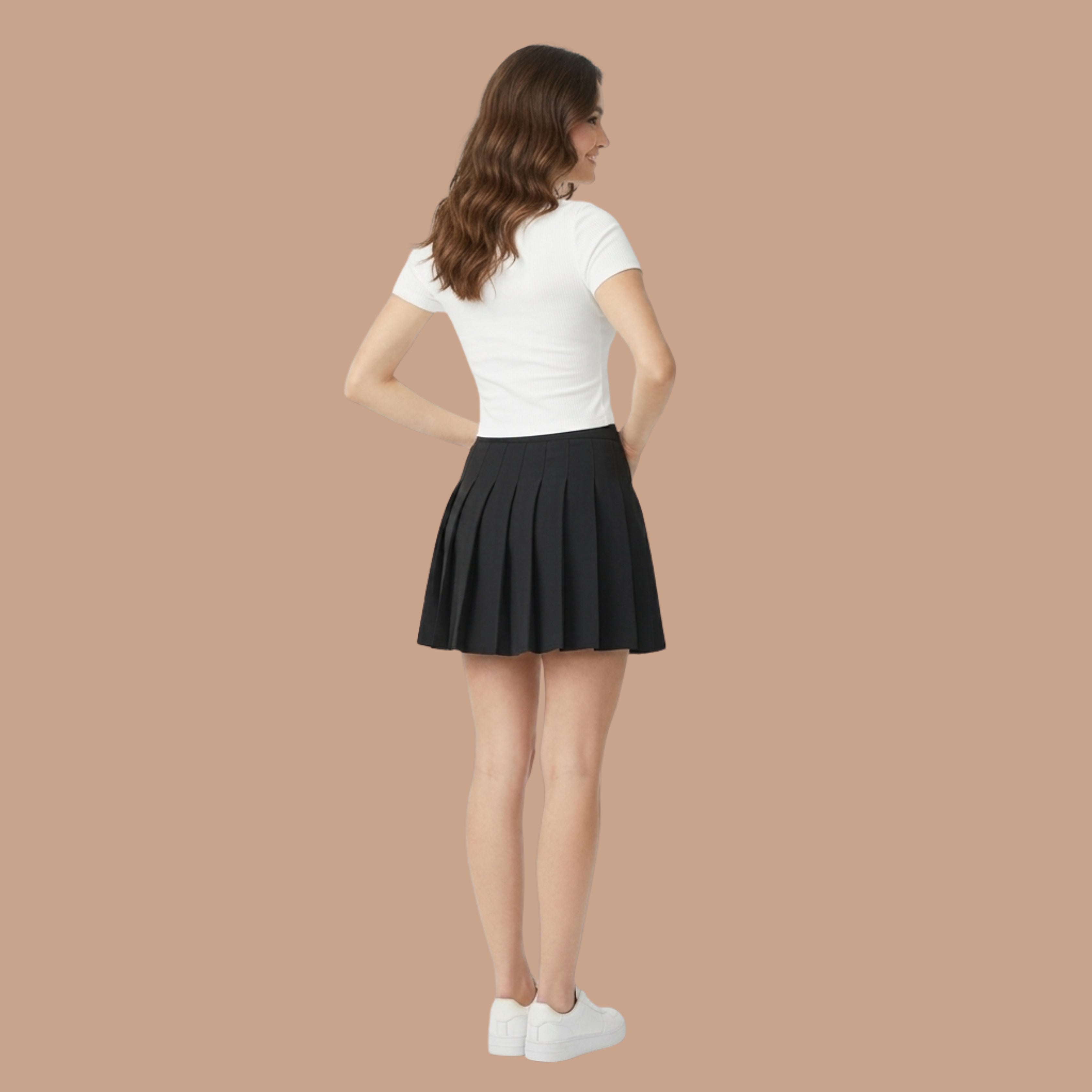Nine99 Store Korean Pleated Mini Skirt for Women | High-Waist A-Line Tennis Skirt | Casual, College & Streetwear | Black