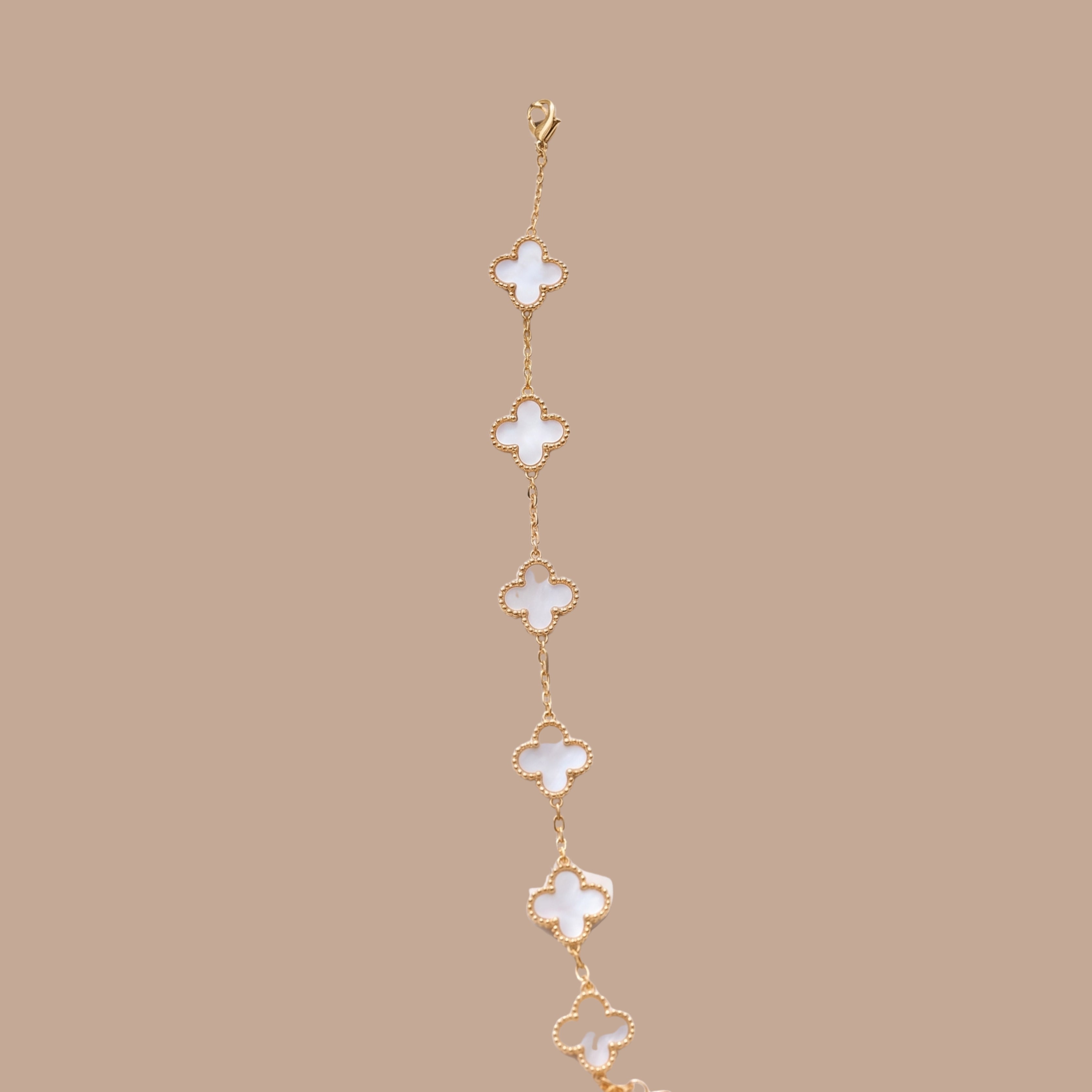 White Clover Gold Bracelet for Women | Anti-Tarnish Adjustable Charm Bracelet