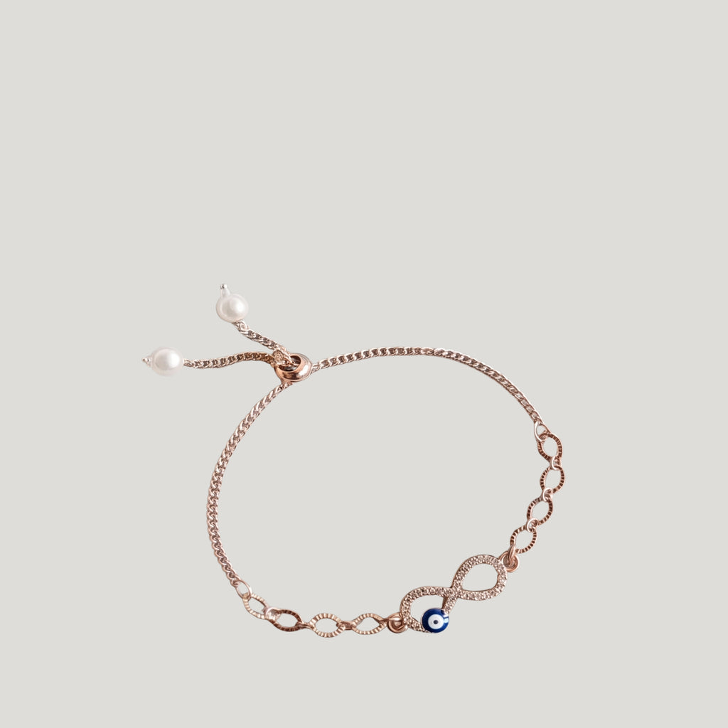 Infinity Evil Eye Adjustable Bracelet for Women | Anti-Tarnish Rose Gold Bracelet