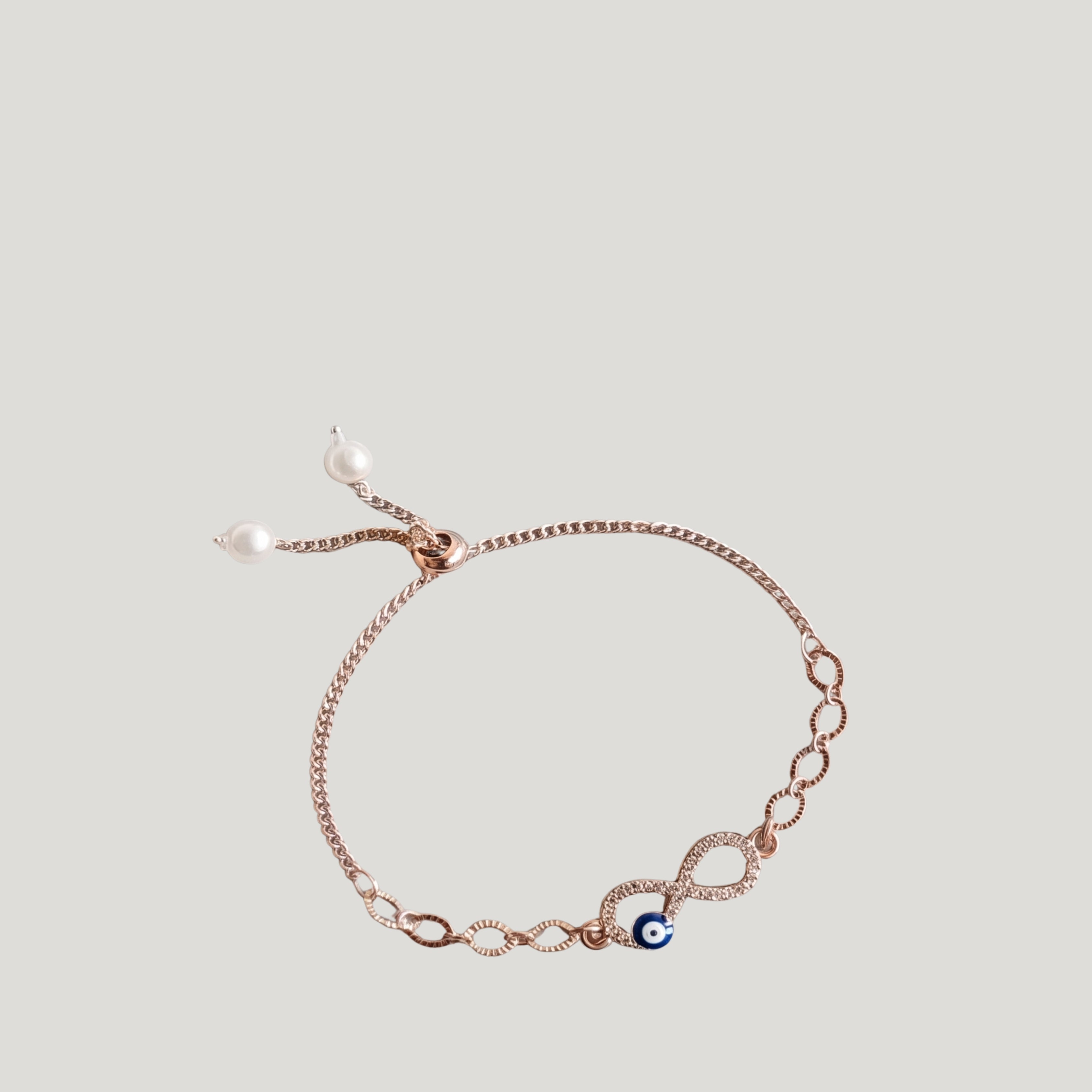 Infinity Evil Eye Adjustable Bracelet for Women | Anti-Tarnish Rose Gold Bracelet
