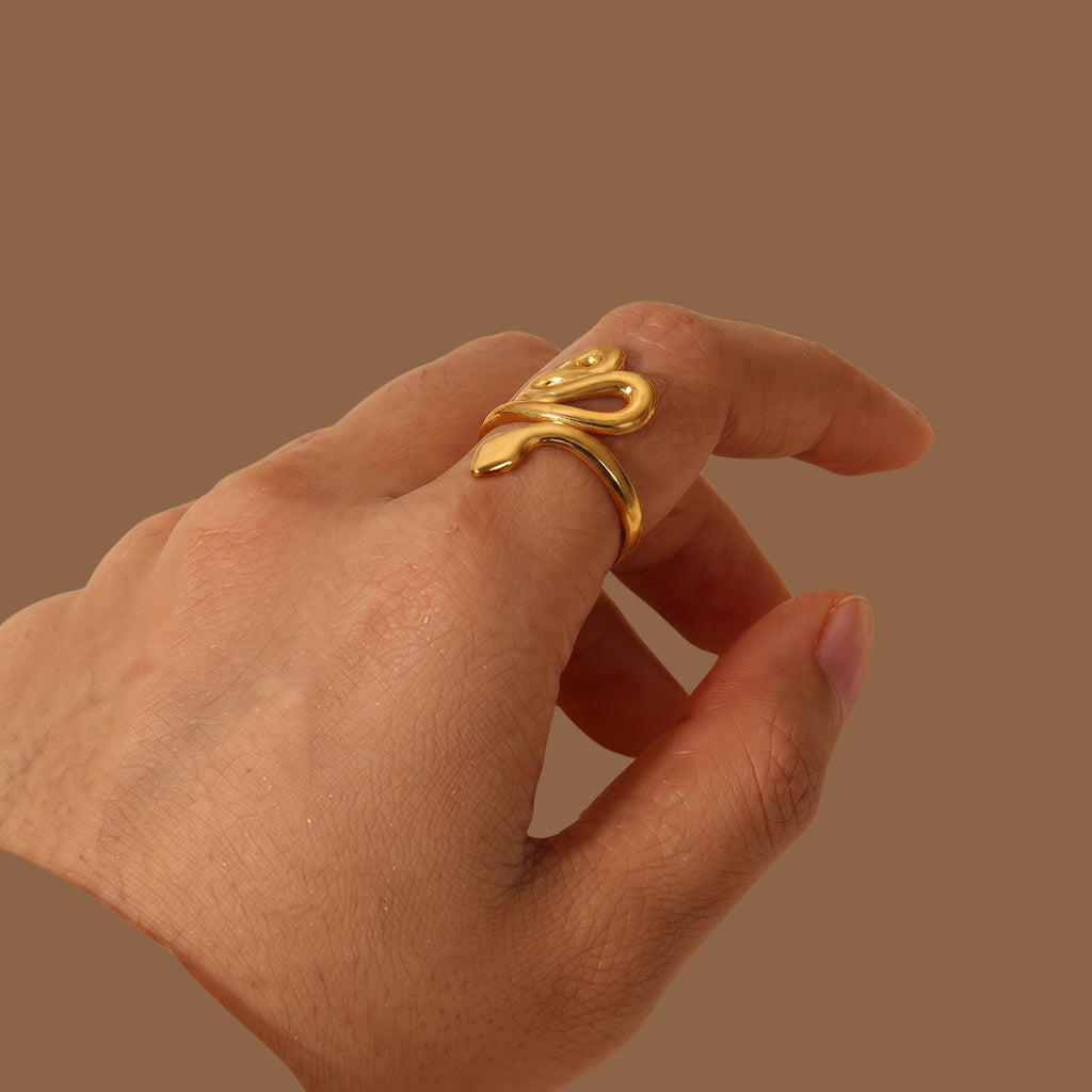 Minimalist Snake Adjustable Gold Ring for Women | Anti-Tarnish Open Wrap Statement Ring