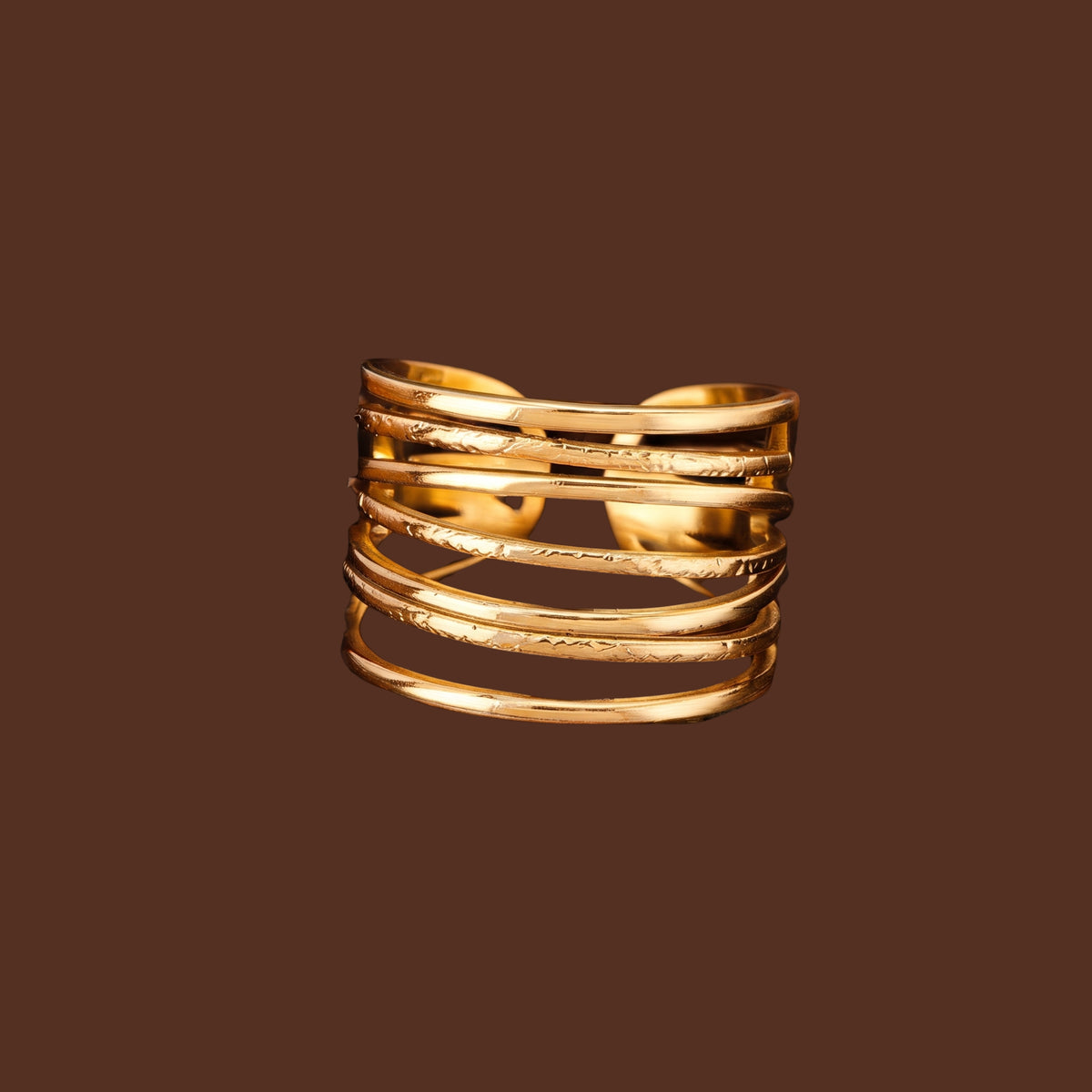 Minimalist Multi-Layer Adjustable Gold Ring for Women | Anti-Tarnish Open Band Statement Ring