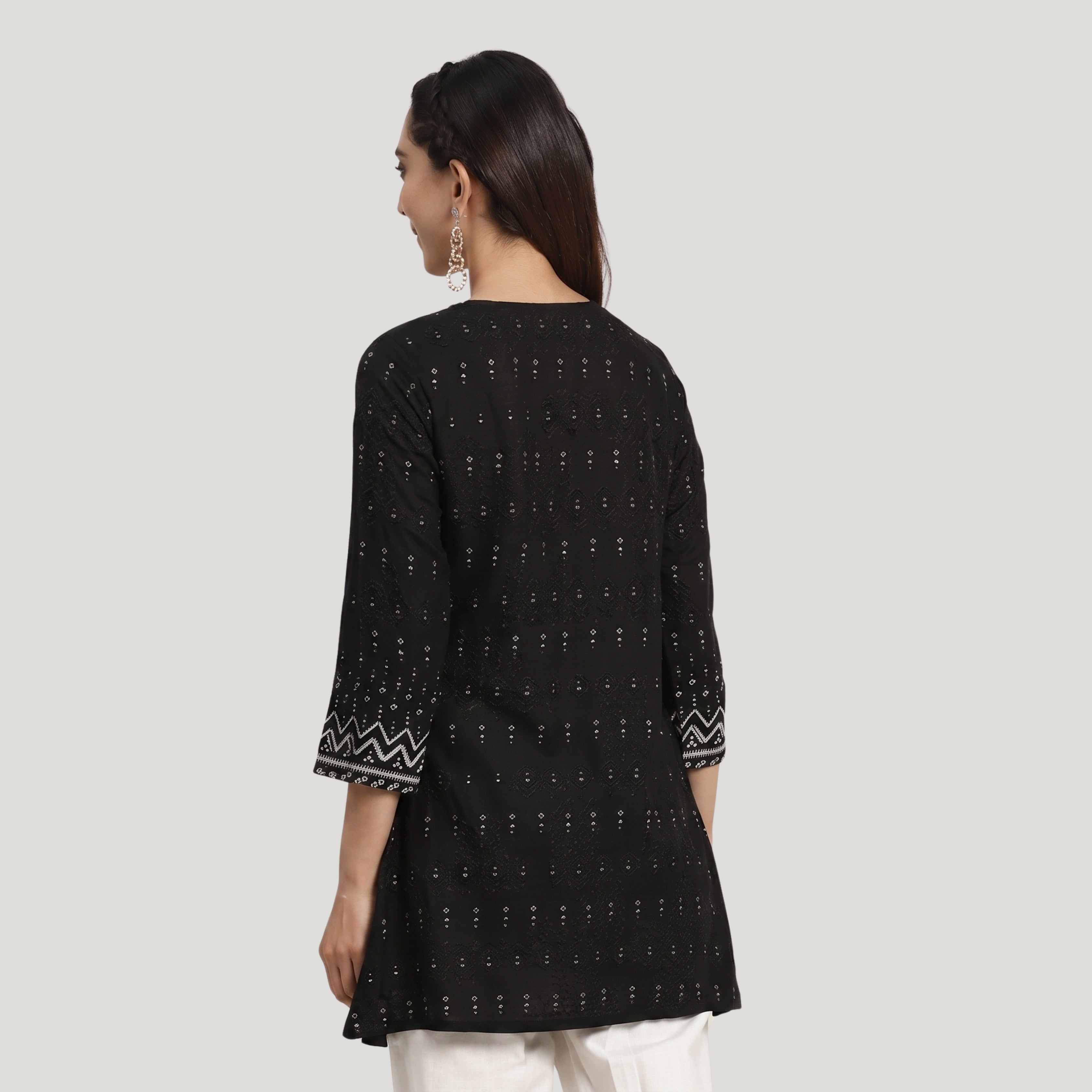 Women's Black Printed Short Kurti |  Casual, Office & Daily Wear