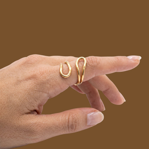 Adjustable Gold-Tone Twist Ring for Women | Anti-Tarnish Open Statement Ring