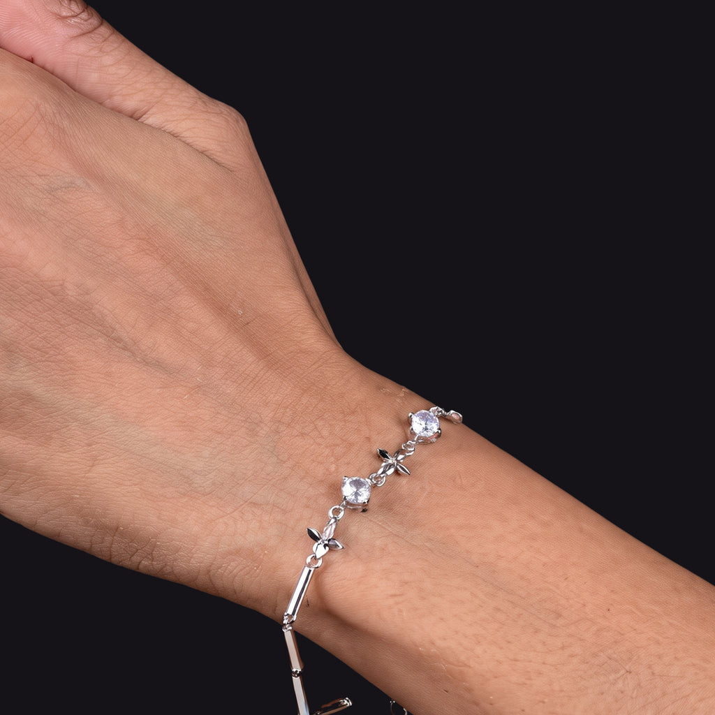 Silver Crystal Bracelet for Women | Adjustable Anti-Tarnish Bracelet