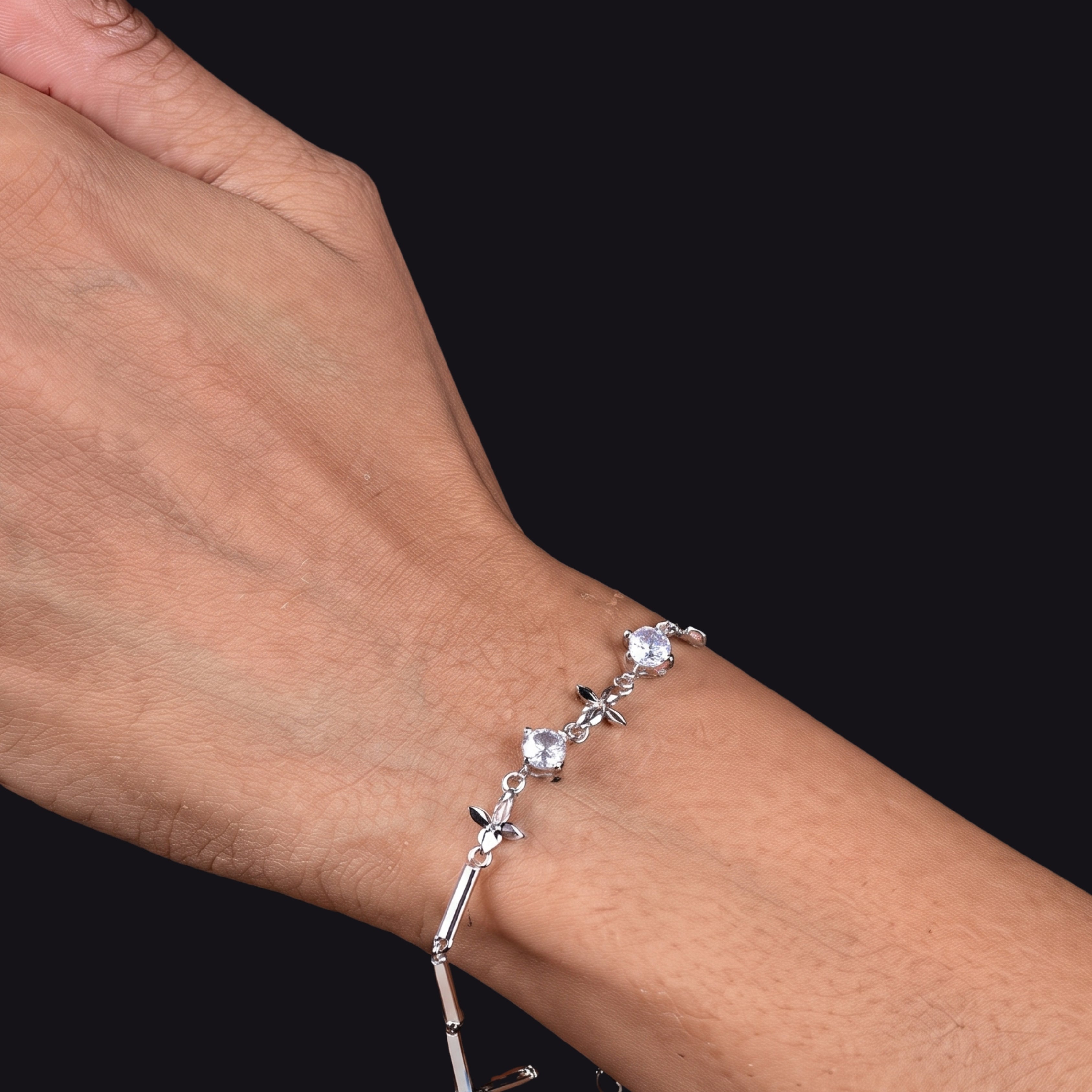 Silver Crystal Bracelet for Women | Adjustable Anti-Tarnish Bracelet