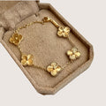 Gold Clover Charm Bracelet for Women | Anti-Tarnish Adjustable Bracelet | Lucky Floral Bracelet