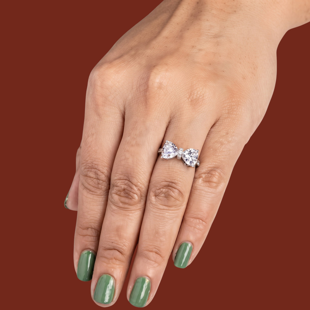 Sparkling Bow Crystal Adjustable Ring for Women | Anti-Tarnish Silver Ring