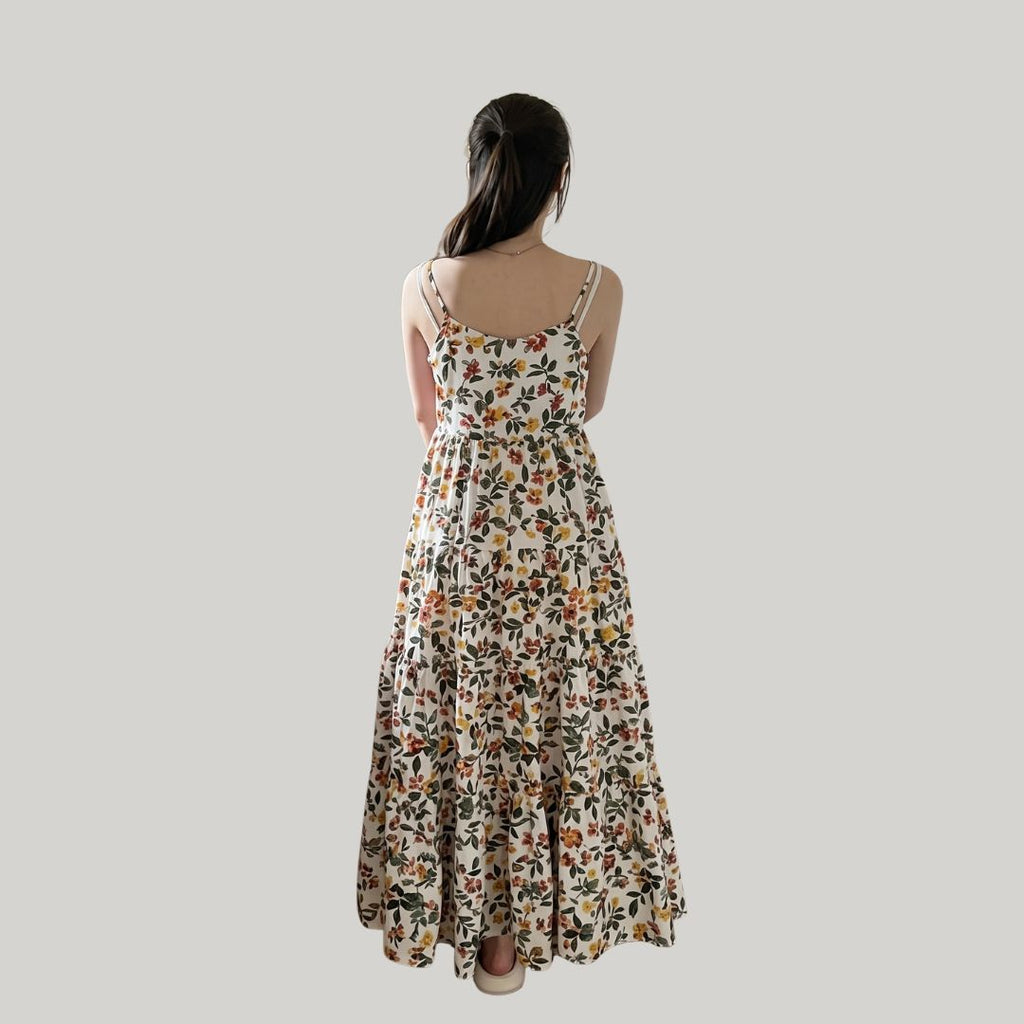 Floral Breeze Tiered Maxi Dress for Women – Sleeveless Summer Cotton Dress