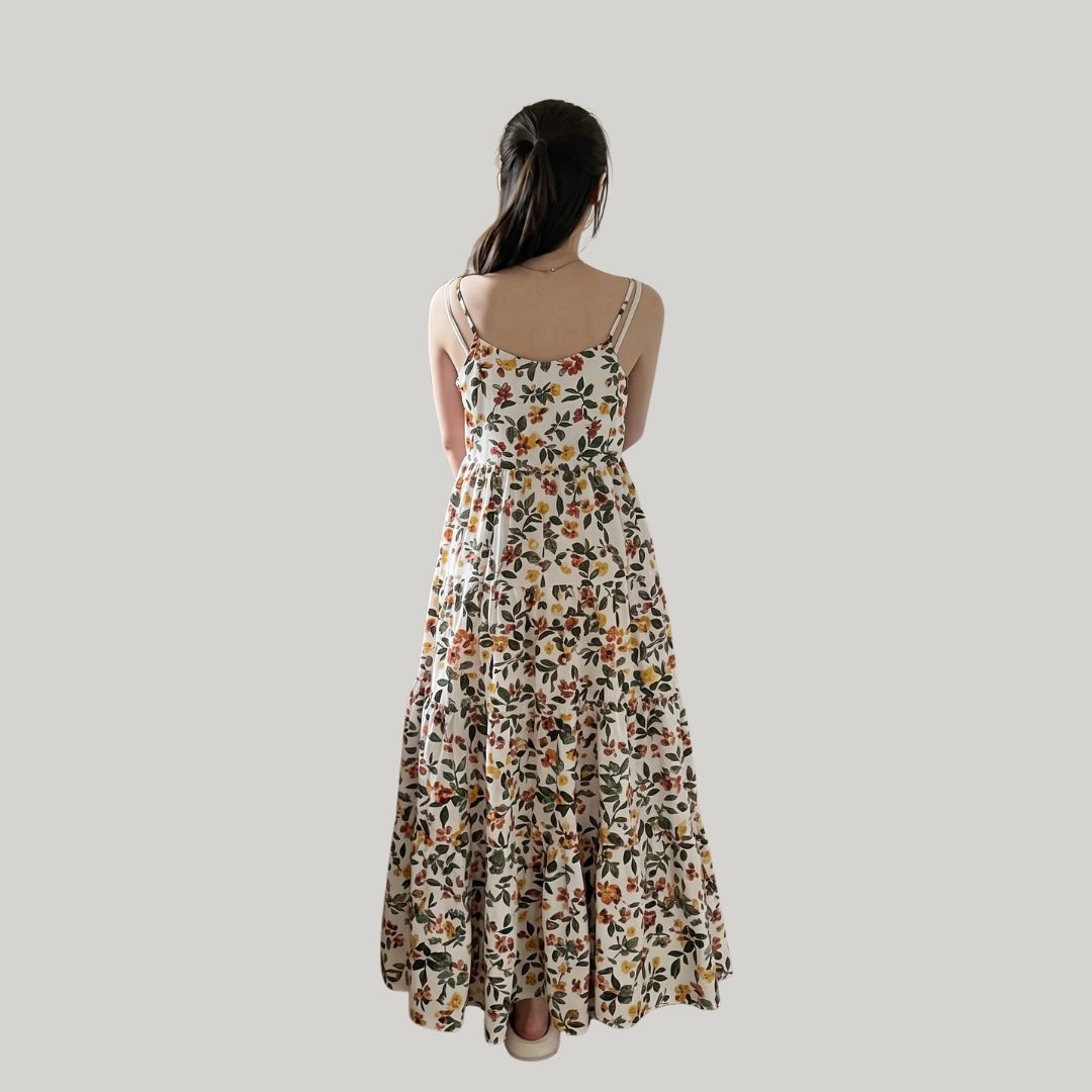 Floral Breeze Tiered Maxi Dress for Women – Sleeveless Summer Cotton Dress