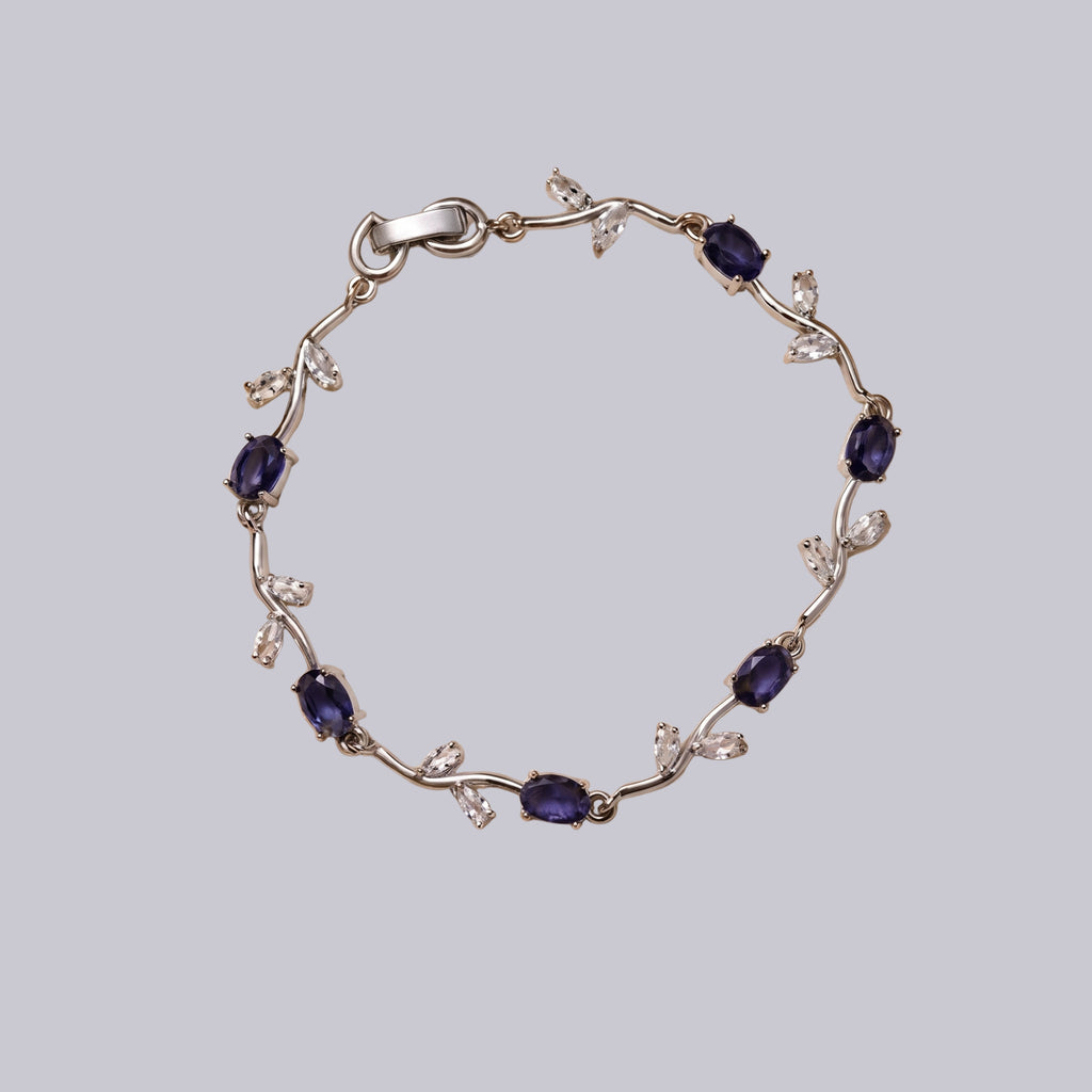Purple Crystal Vine Bracelet for Women | Adjustable Anti-Tarnish Silver Bracelet