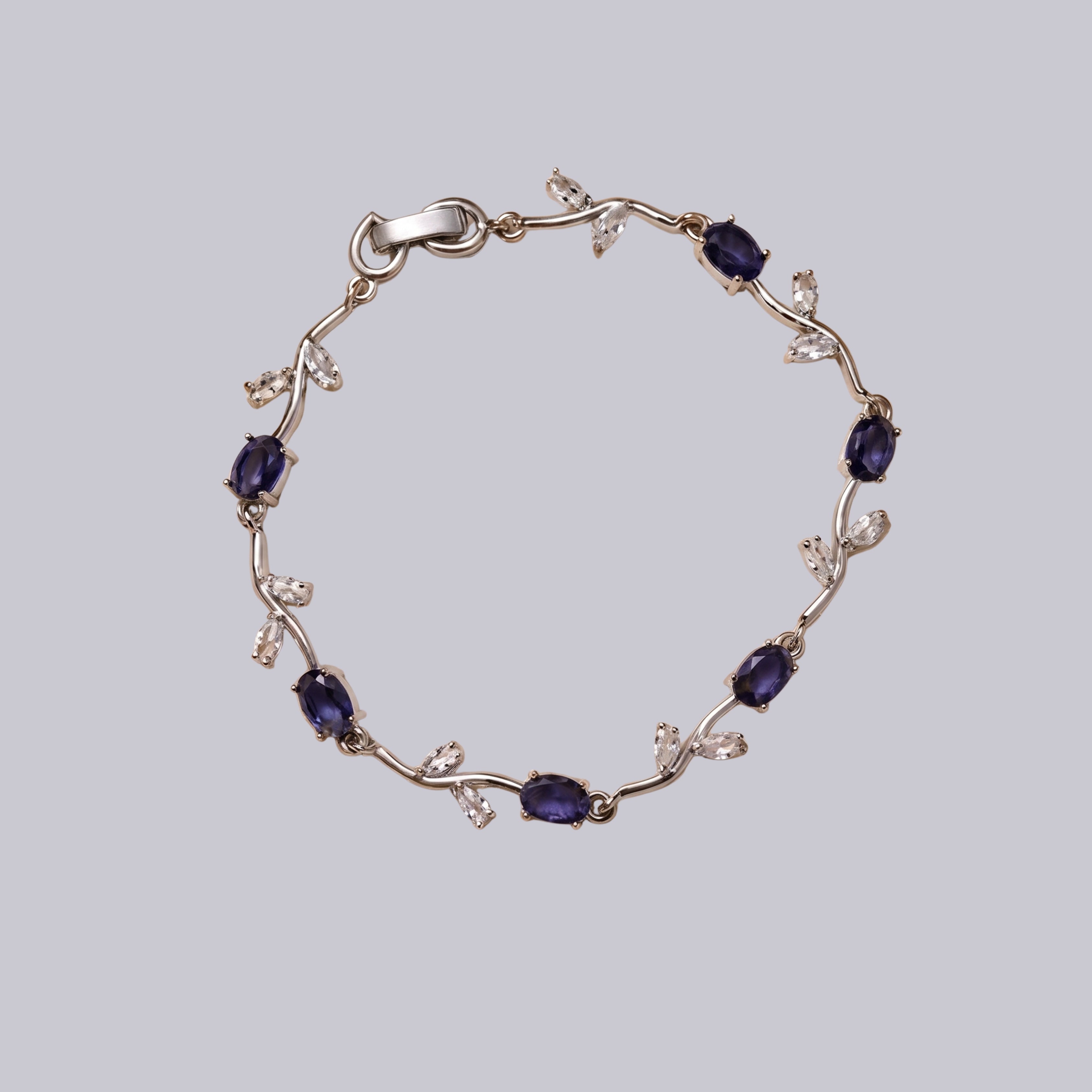 Purple Crystal Vine Bracelet for Women | Adjustable Anti-Tarnish Silver Bracelet